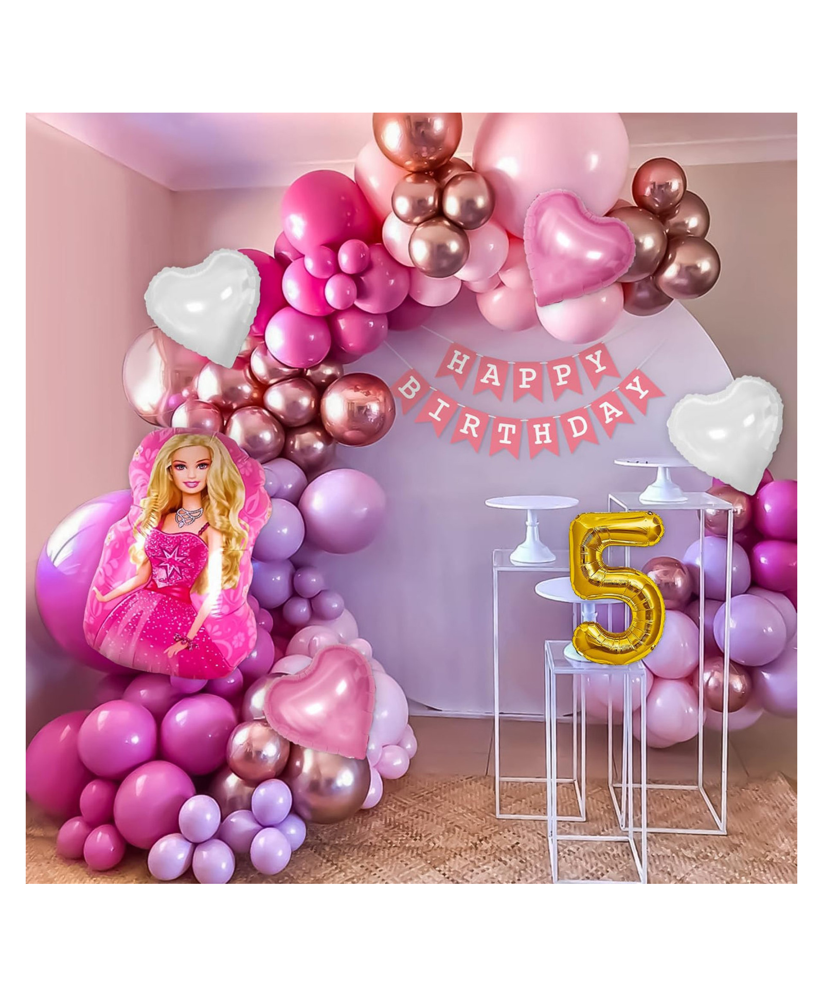 Bubble Trouble Princess Theme Decoration Items for 5th Birthday Pack of 74 - Multicolour-picture-18