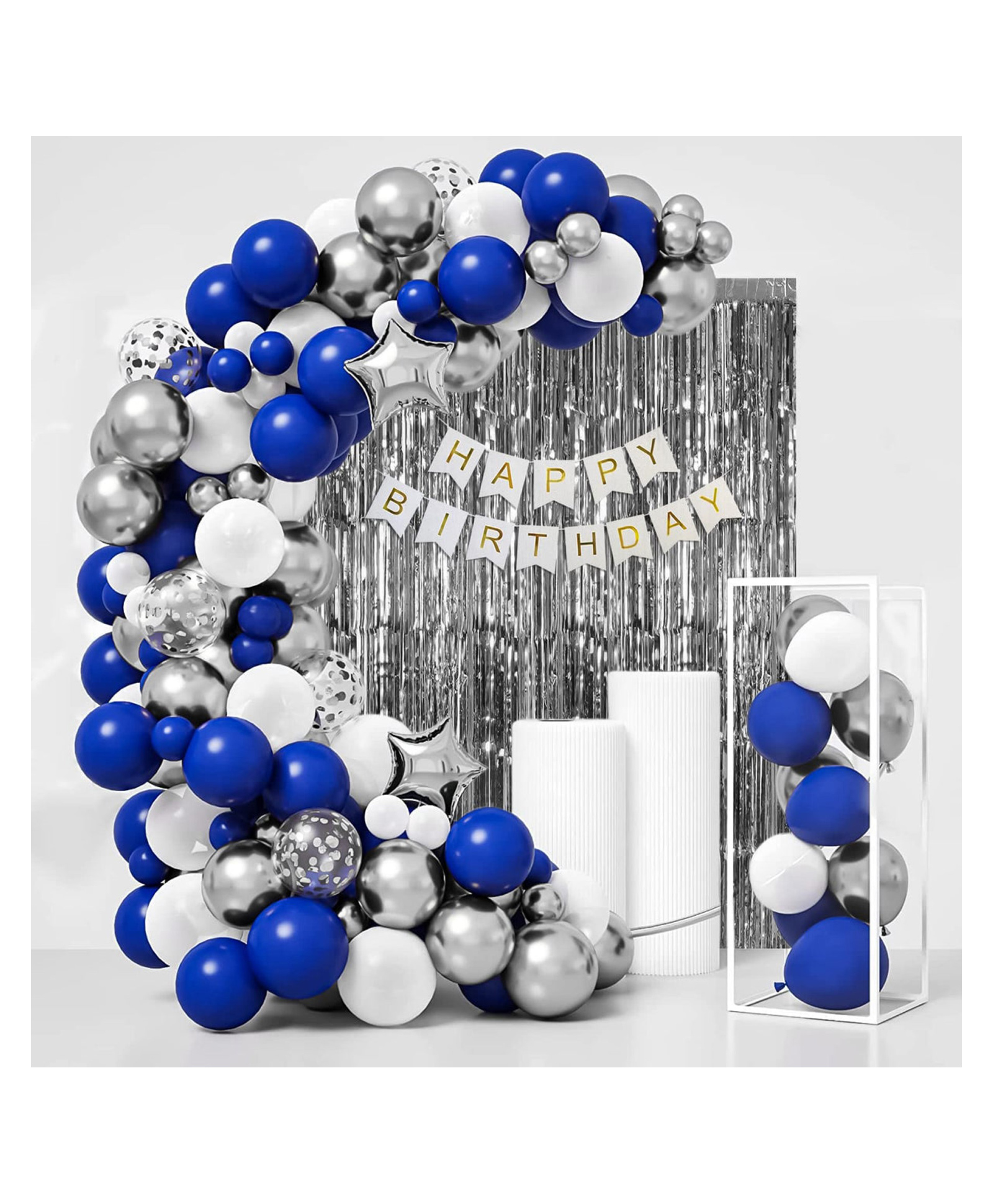 Bubble Trouble Blue & White Balloon Birthday Decoration Kit for Girls Silver White Blue Pack of -69-image-10