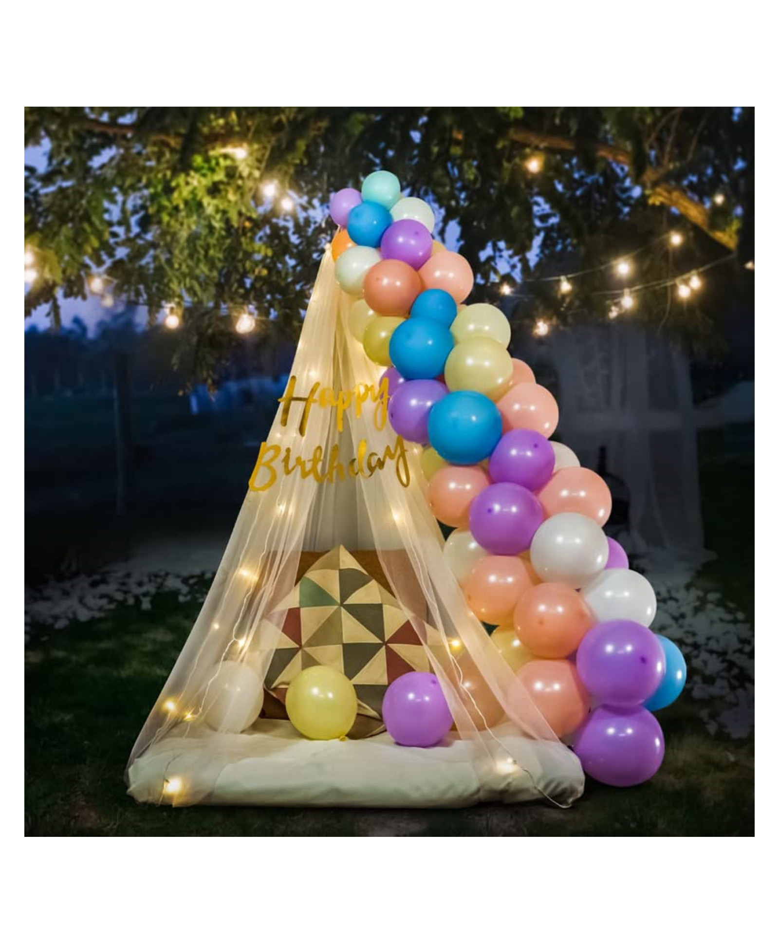 Bubble Trouble Cabana Tent for Birthday Decoration Backdrop with LED String Fairy Light Multicolor  Pack of 49-image-30