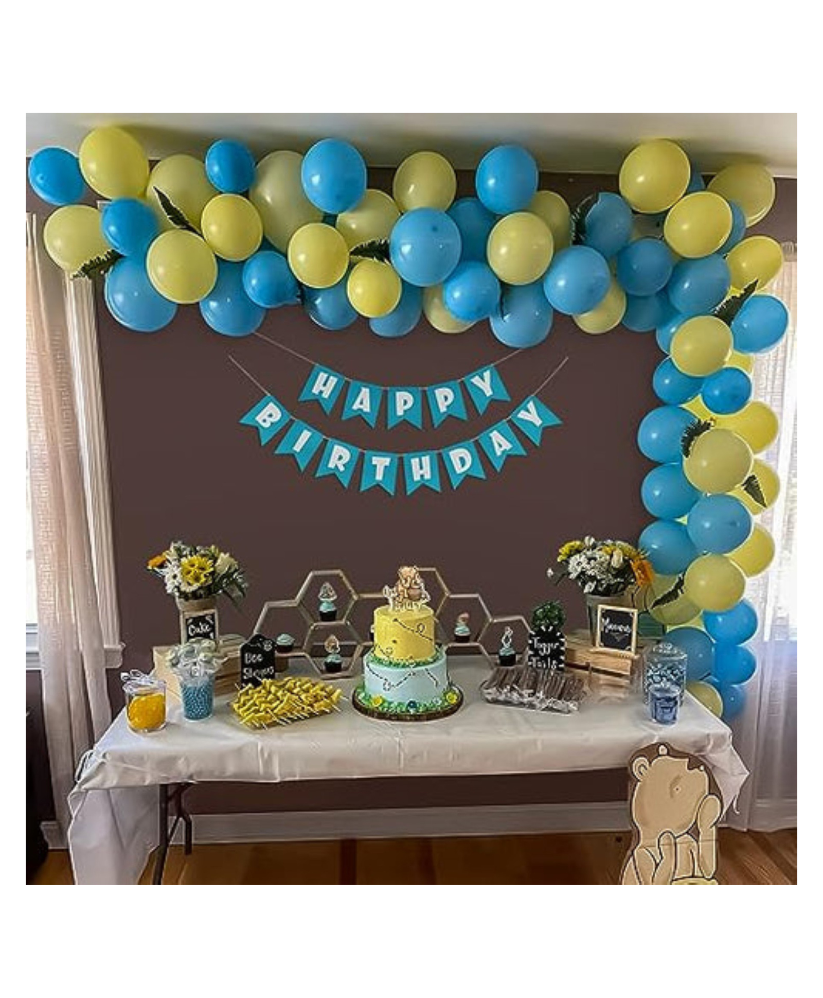 Bubble Trouble Birthday decoration item for Boys with Yellow & Blue Balloon set Multicolor  Pack of -63-image-45