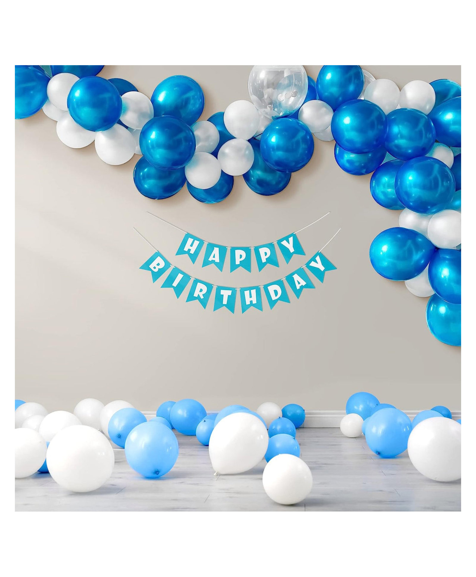 Bubble Trouble Blue Theme Birthday Decoration Kit for Boys blue & white Pack of -48-image-3