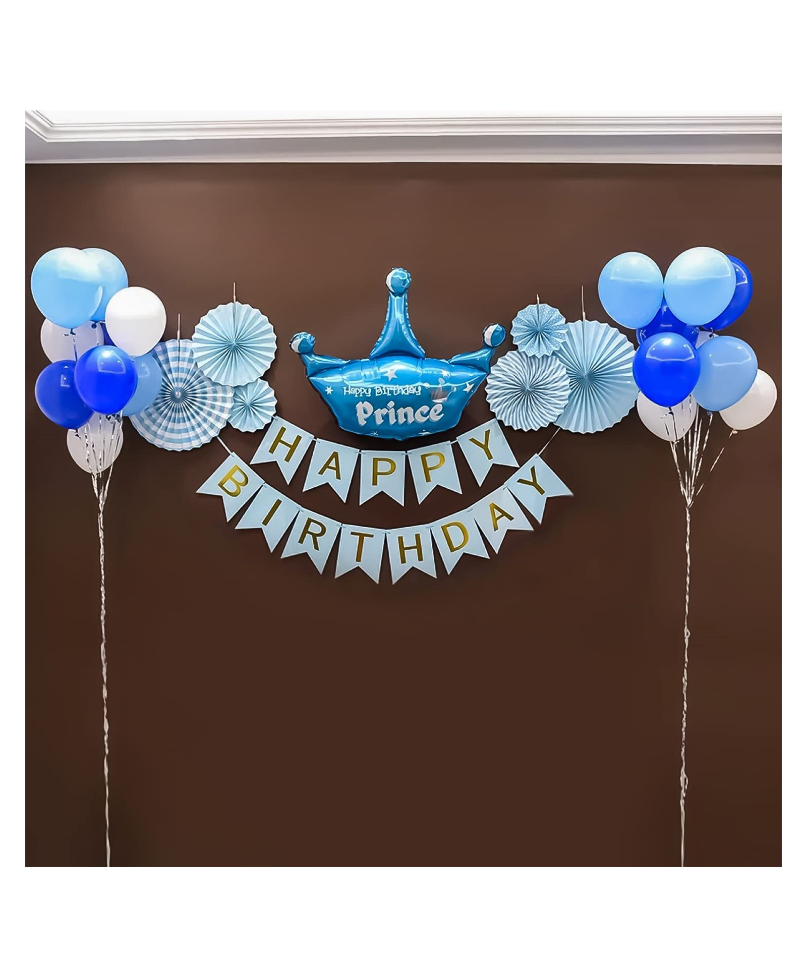 Bubble Trouble Blue Theme Happy Birthday Decoration Items for Boys white blue Pack of -40-image-2