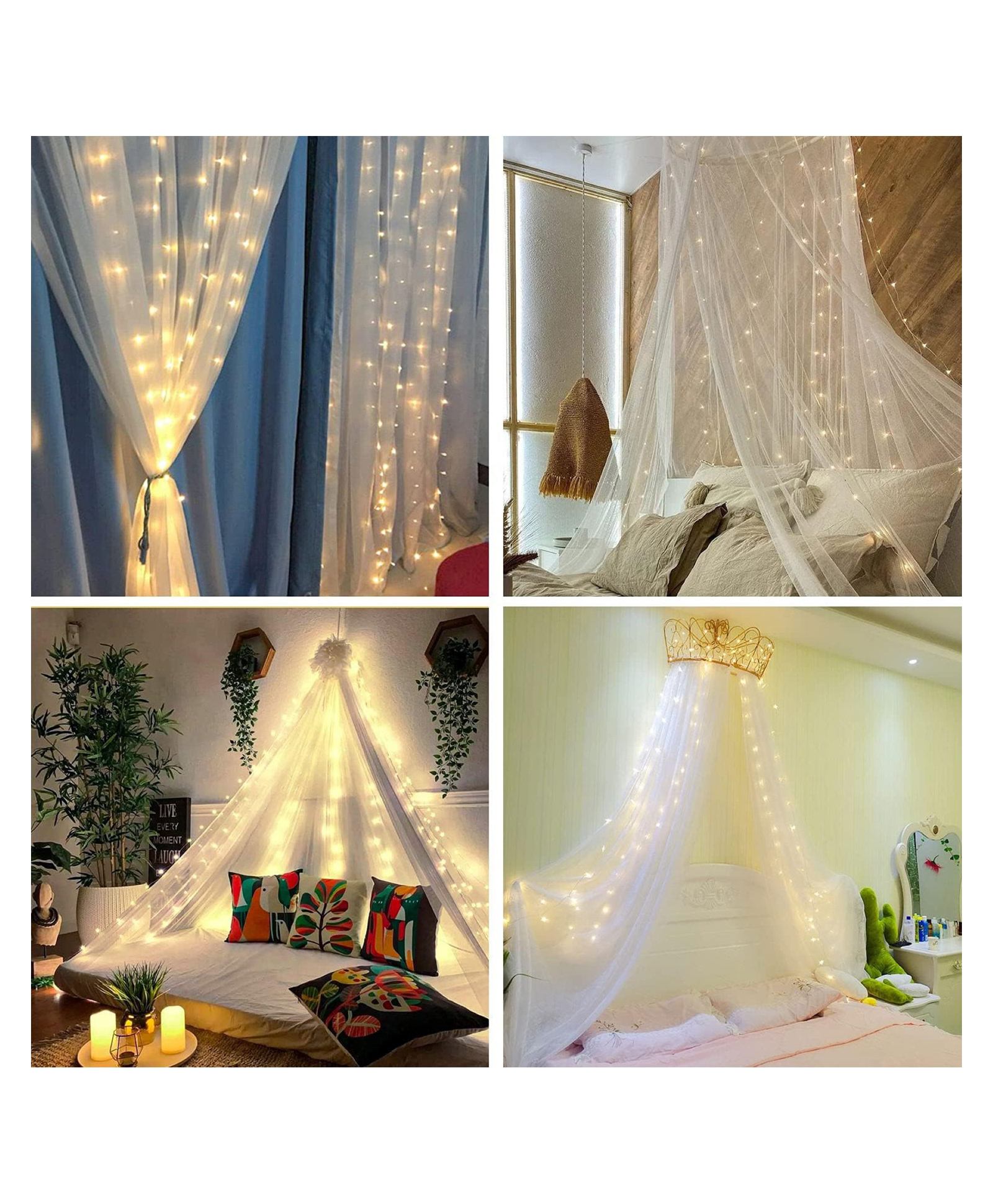 Bubble Trouble White Tulle Net Curtains with Led Fairy Light White- Pack of 7-picture-13