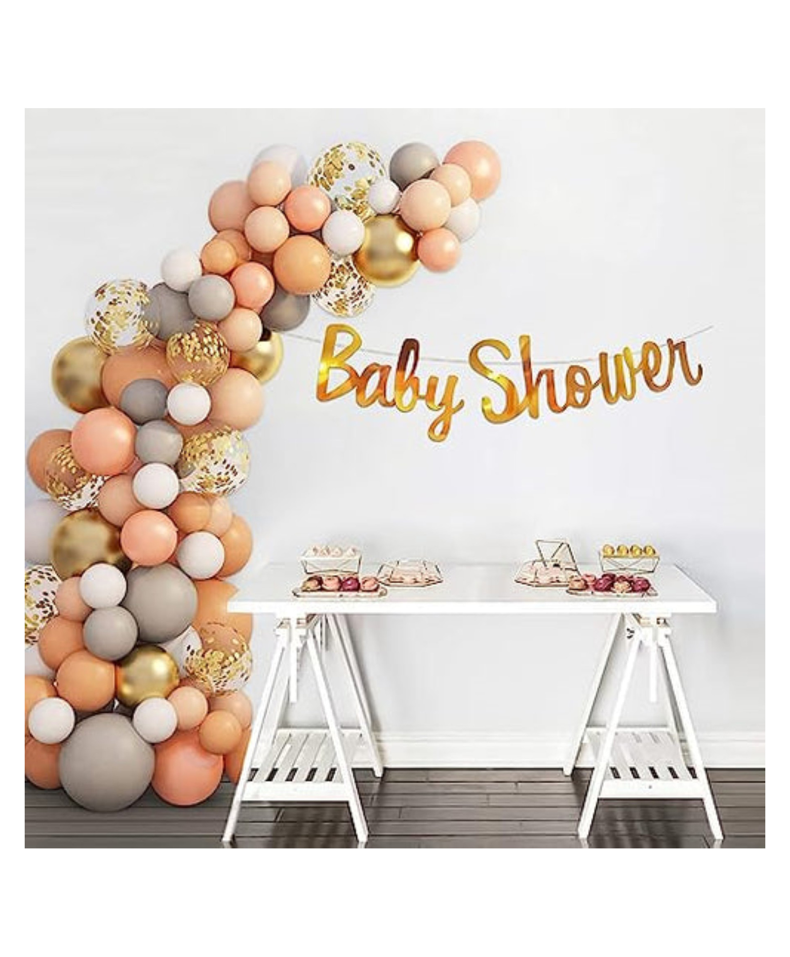 Bubble Trouble DIY Baby Shower Decoration Combo with Confetti Balloons Pink Grey White Golden Pack of 65-image-12