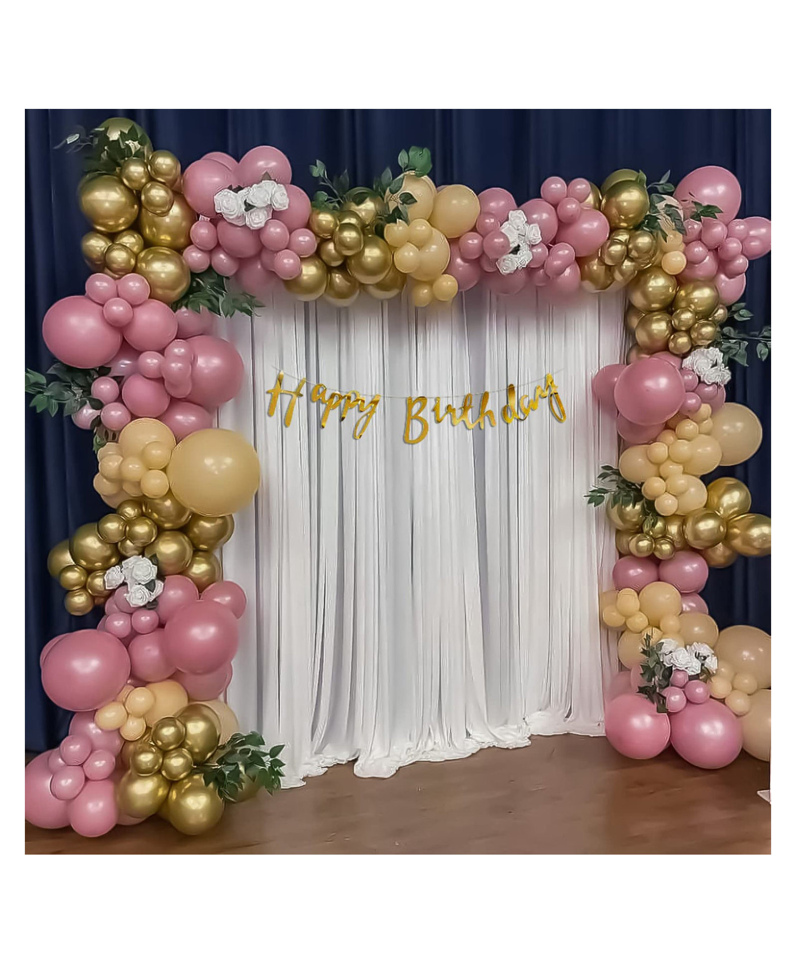 Bubble Trouble Happy Birthday Balloon Decoration Kit for Girls  Pack of 68 Peach Pink & gold metallic Pack of 68-image-8