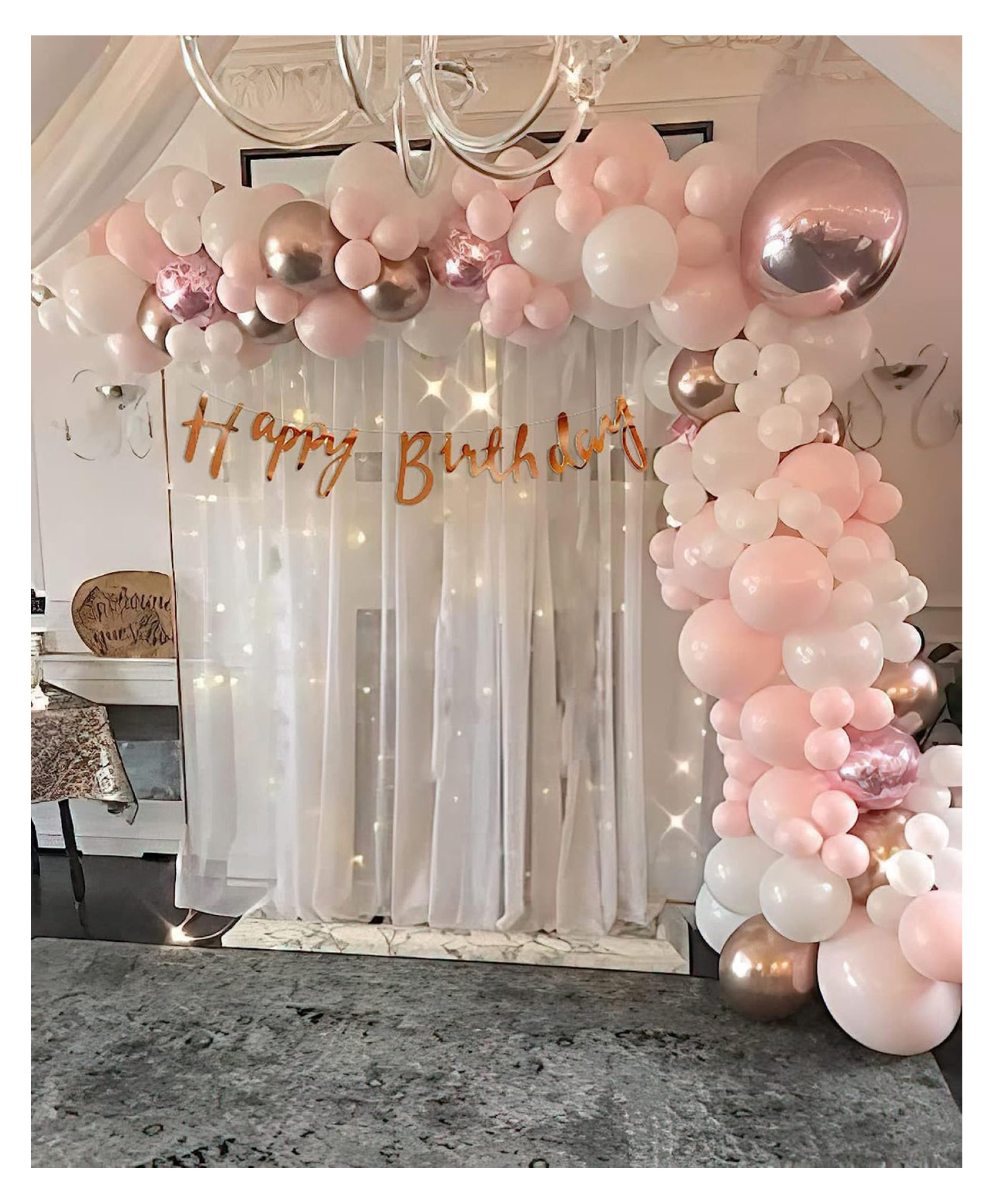 Bubble Trouble Happy Birthday Pink Theme Balloon Decoration Kit for Girls  pink & white Pack of 64-image-39