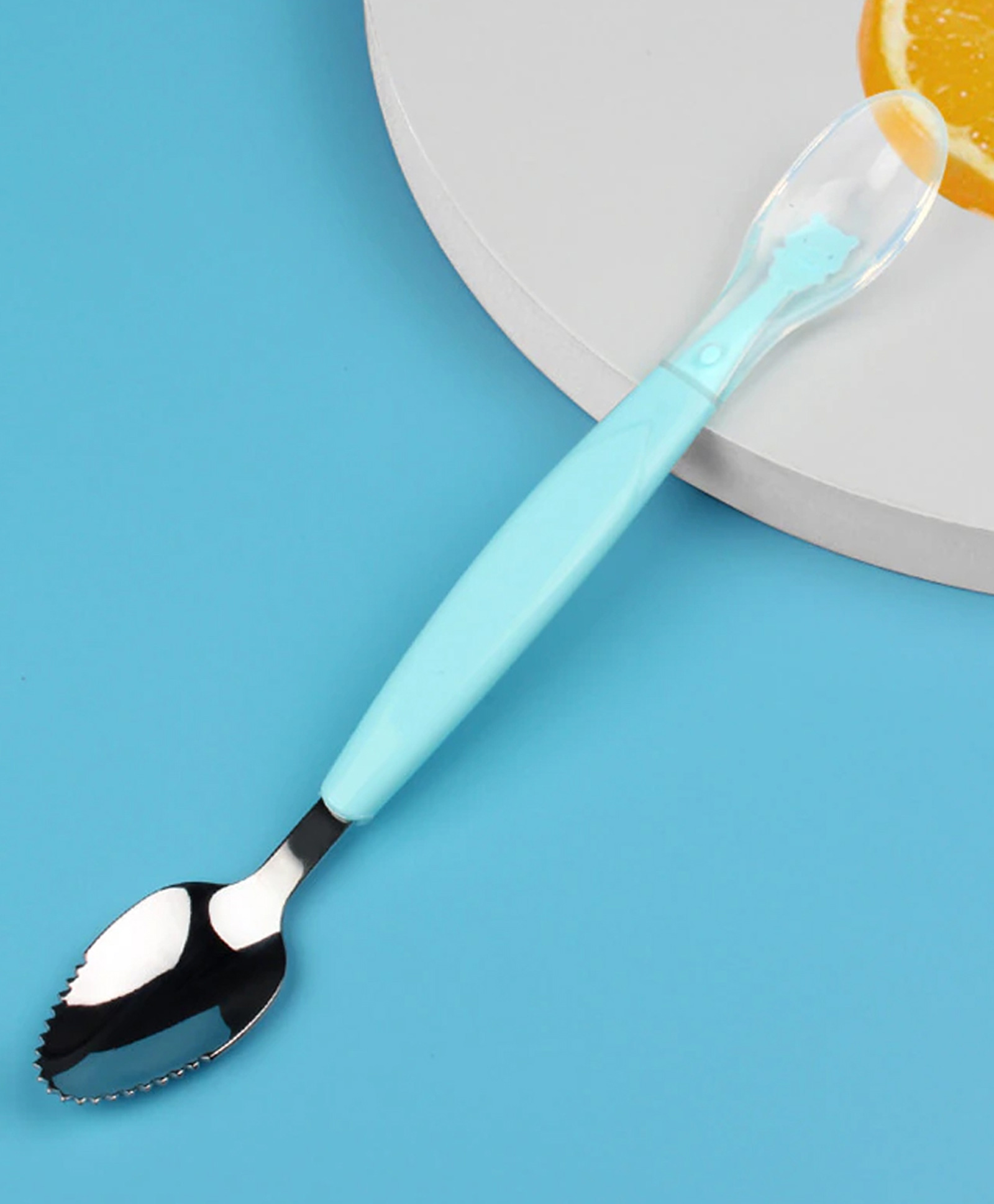 FANTASY INDIA Baby Fruit Scraping Mud Spoon Feeding Spoon Soft Silicone Spoon Baby Easy To Eat Fruit Spoon Mother And Baby Supplies - Green-image-5