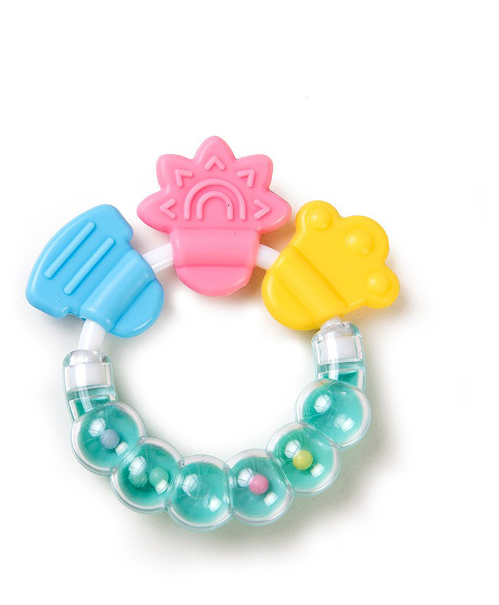FANTASY INDIA Round Shape BPA Free Silicone Bell Teether Ring - green-picture-21