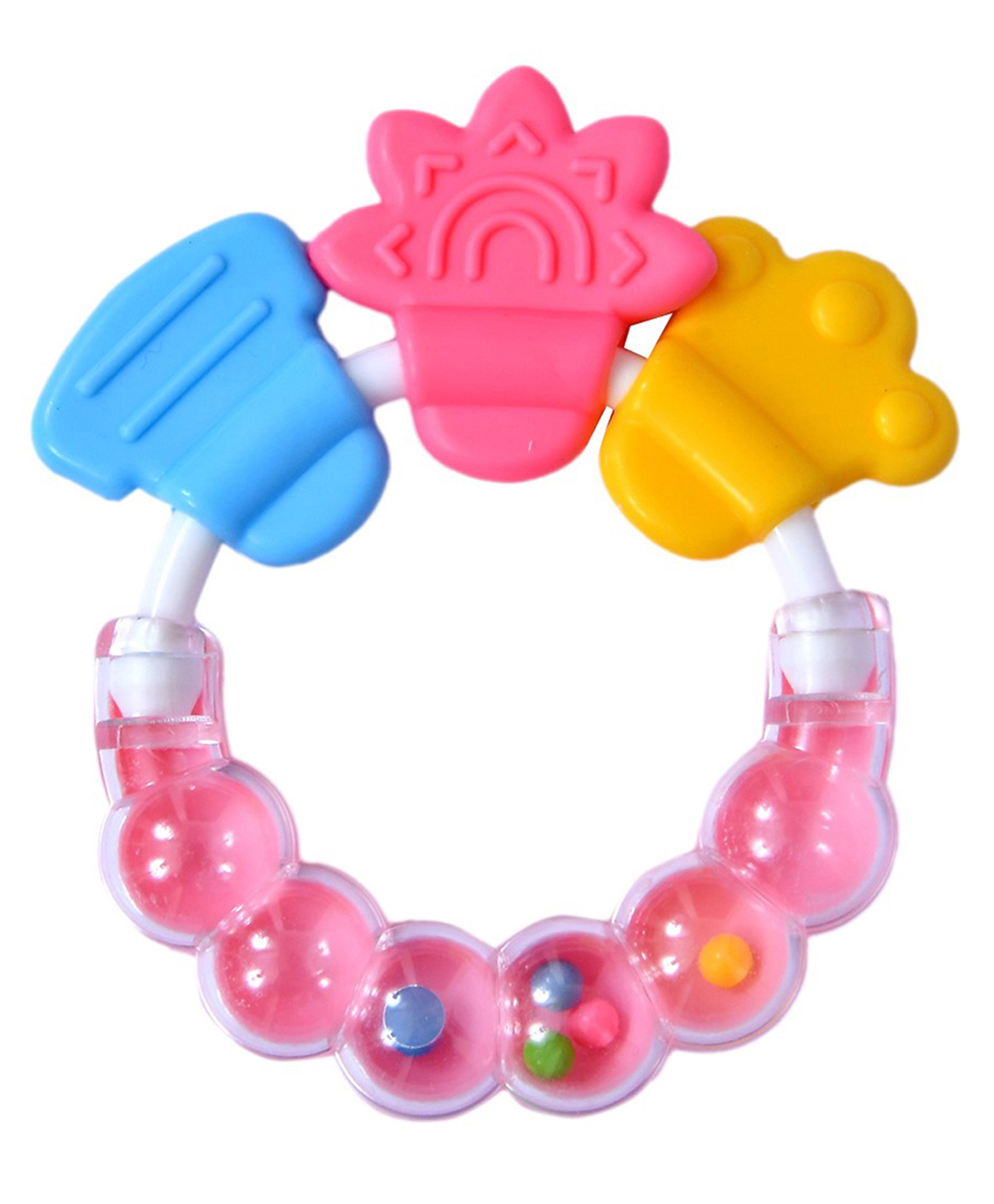 FANTASY INDIA Round Shape BPA Free Silicone Bell Teether Ring - Pink-picture-19