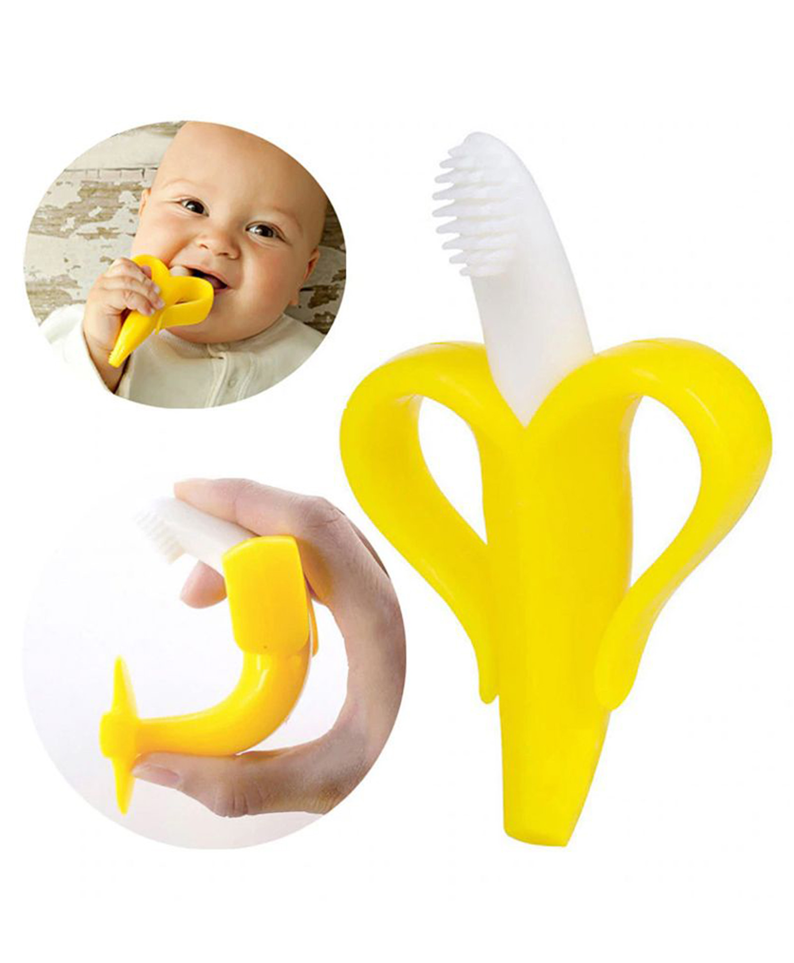 Fantasy India Silicone Banana Shaped Teething Toothbrush - Yellow-image-12