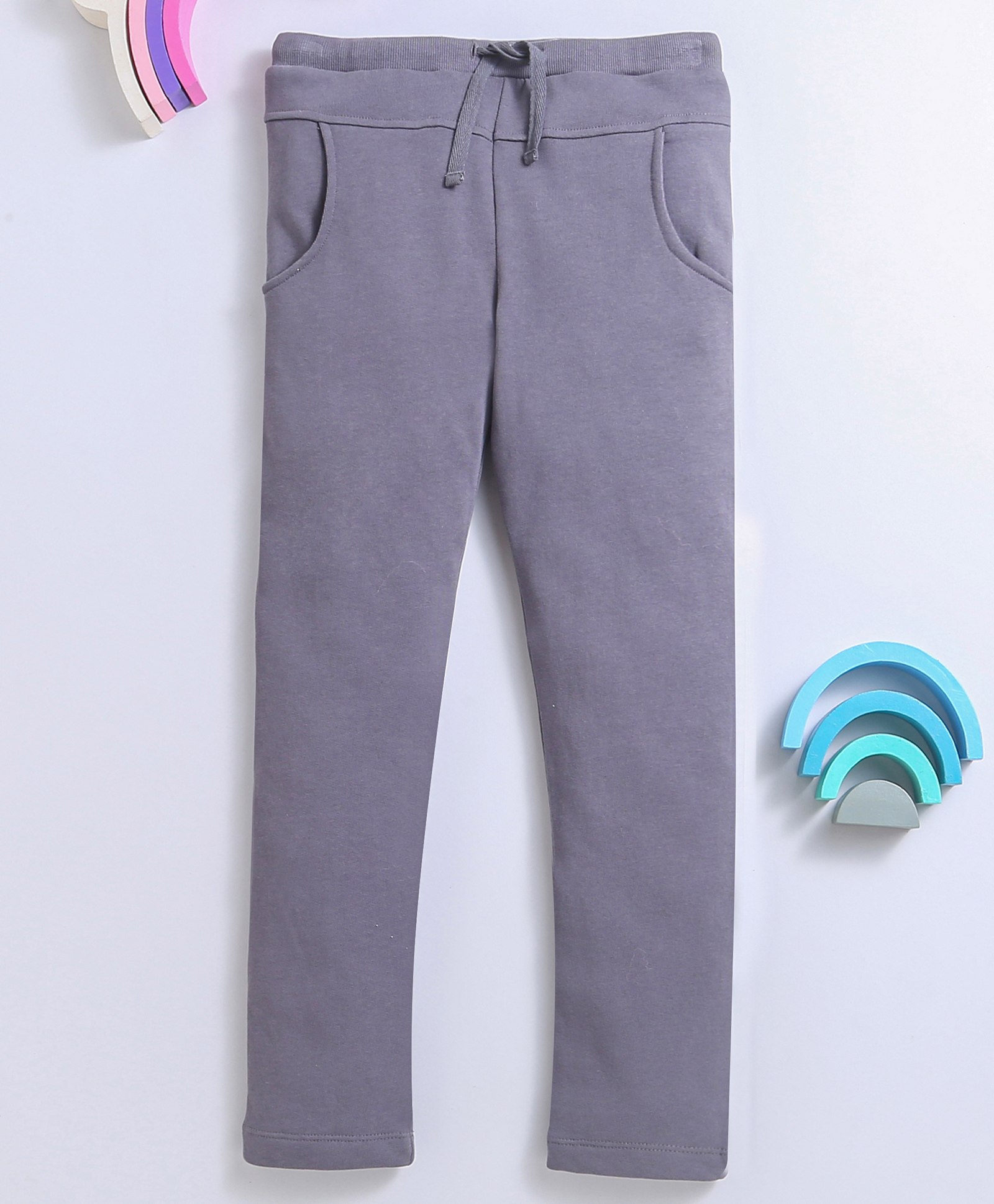 Nino Bambino 100% Cotton Solid Track Pant - Grey-image-16