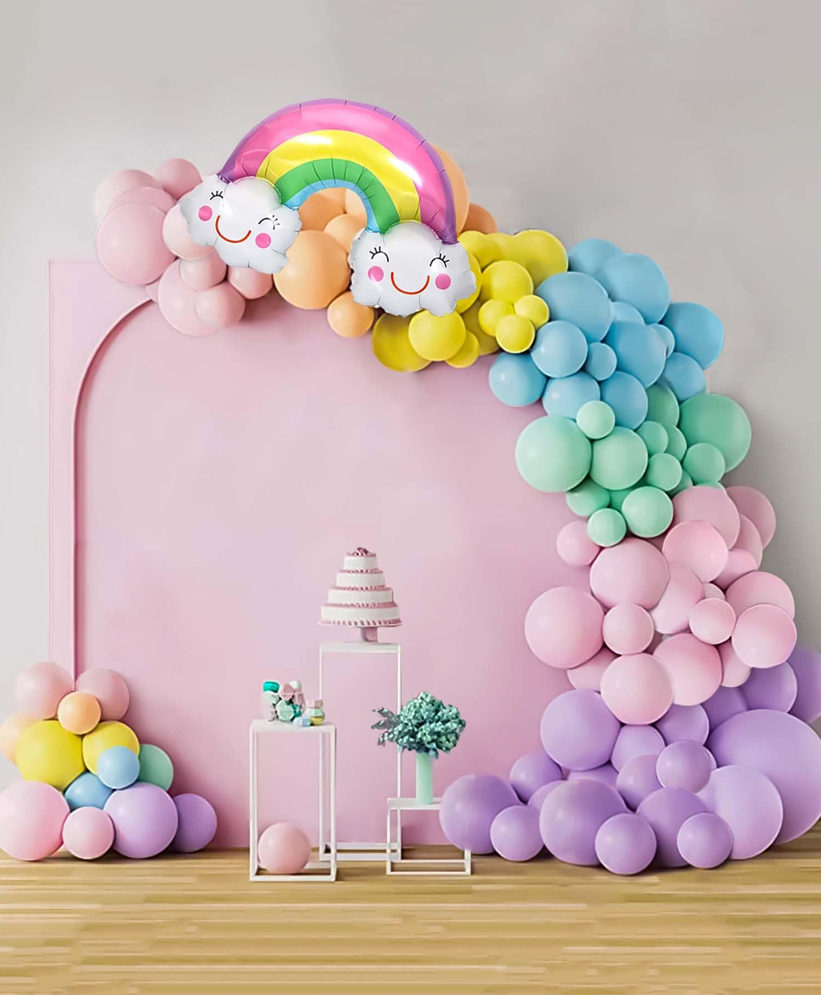 Special You Rainbow theme birthday DIY Combo for kids decorative kit multicolor pack of 64 Items-image-25