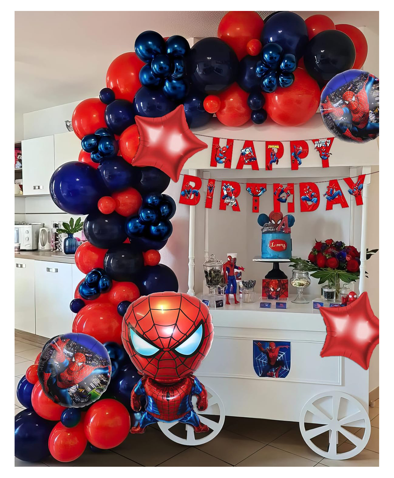Special You Spiderman theme birthday DIY Combo decorative kit Red and Blue-Pack of  73 Items-image-41