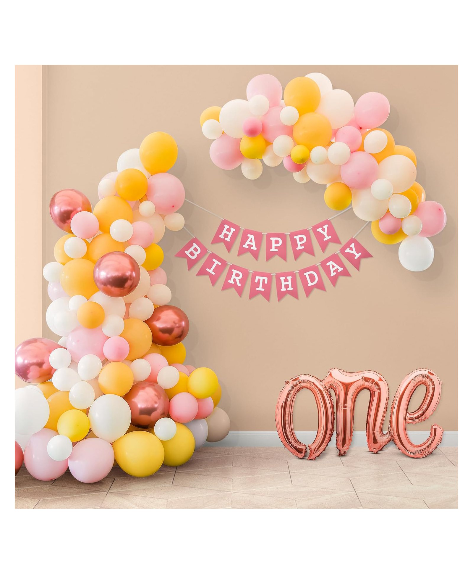 Special You Pastel theme 1st birthday decoration DIY Combo with rose gold one Foil balloon for girls decoration kit Pink pack of 54 Items-image-35