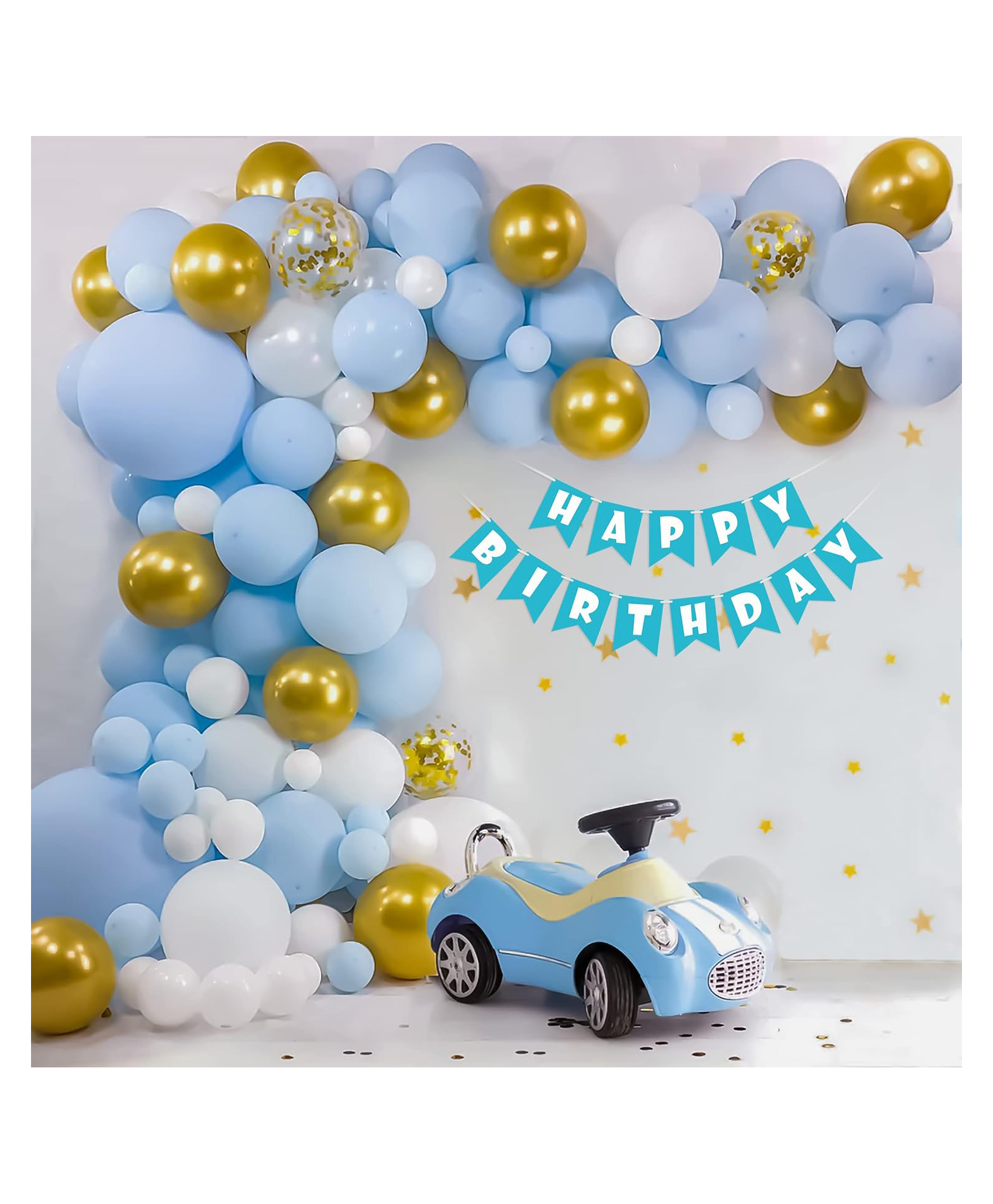 Special You Pastel Theme Birthday Decoration Items for boys/kids with happy birthday banner decorative kit blue pack of 63 items-picture-1