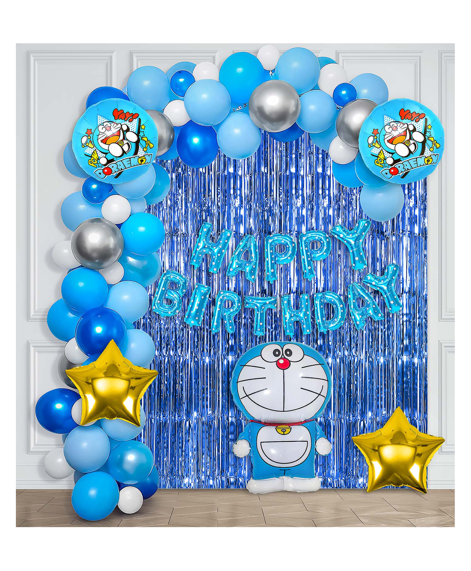 Special You Birthday Decoration DIY Combo Kit Doraemon Theme with Metallic Pastel Balloons - Pack of 55 Items-image-45