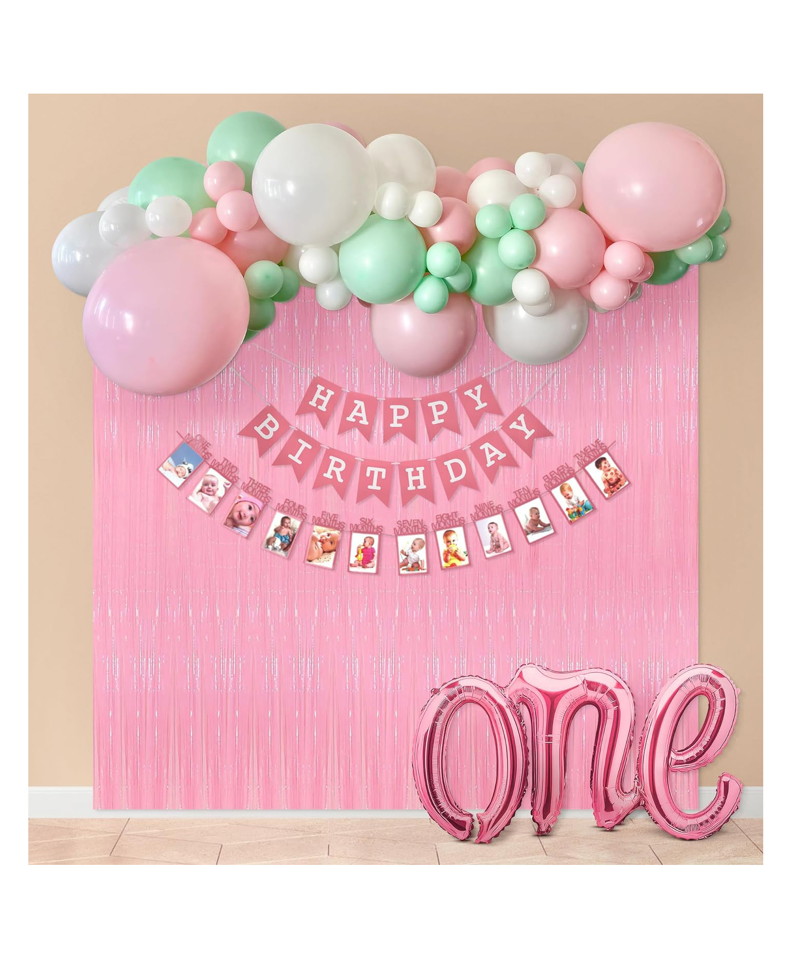 Special You 1st Birthday Decoration DIY Combo Kit Pink Theme with Pastel  balloons - Pack of 49 Items-picture-30
