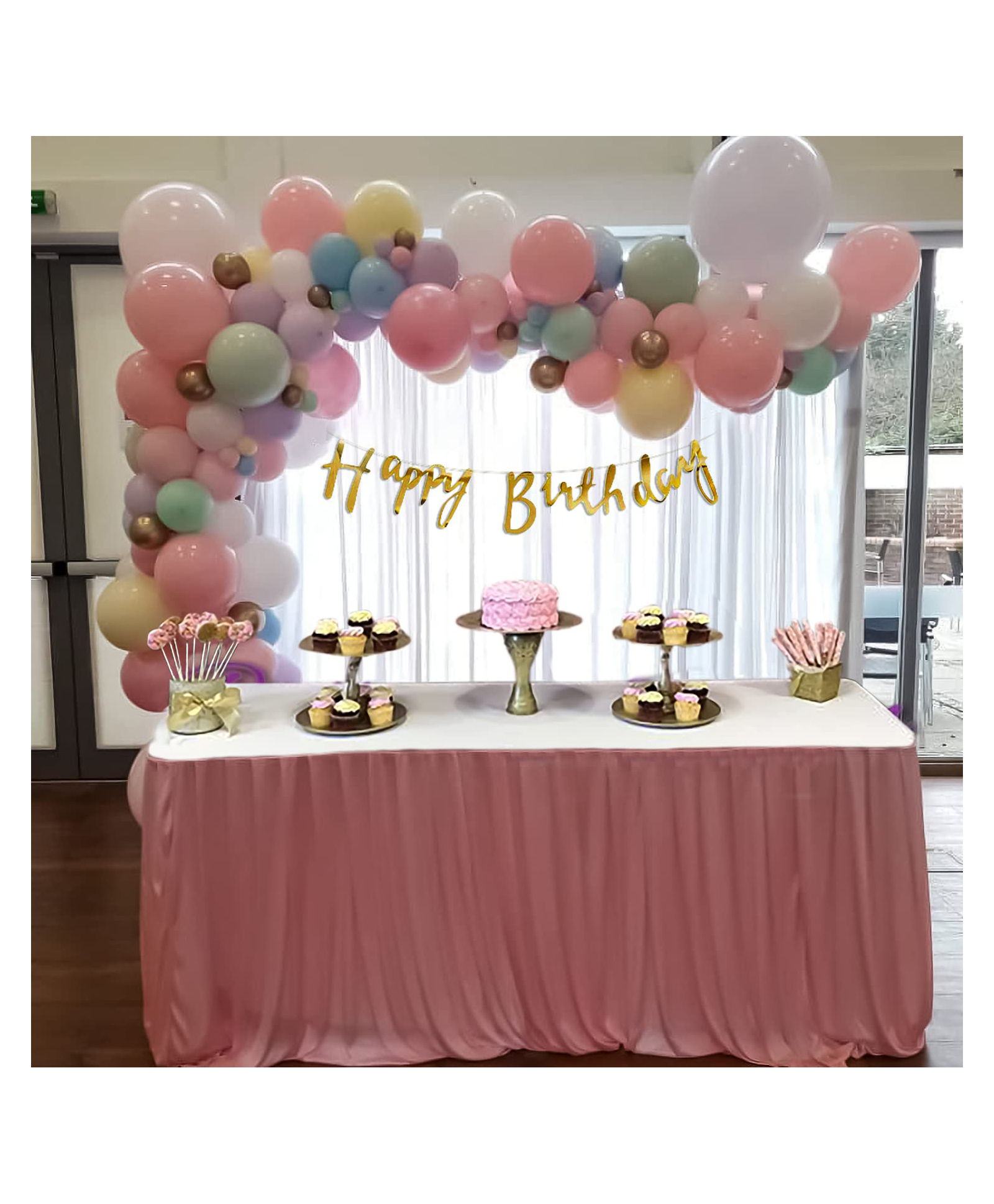 Special You Pastel theme birthday DIY Combo for Girls with white sheer net curtain decoration kit Multicolor Pack of 75 Items-image-22
