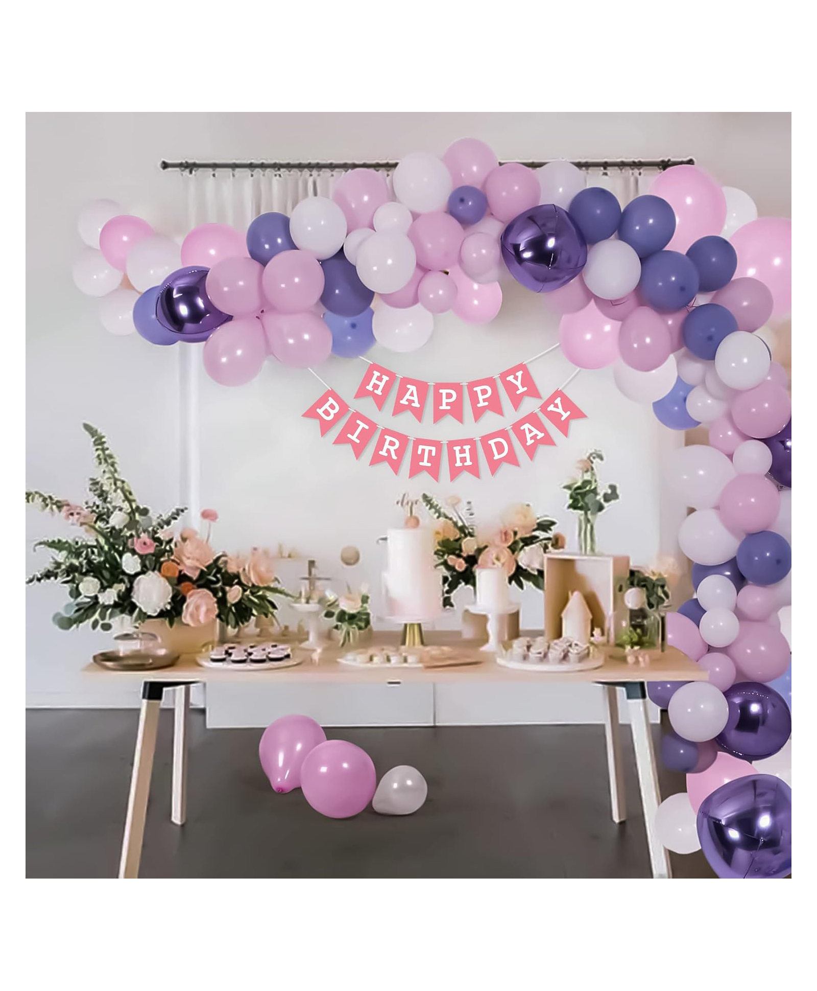 Special You Pastel theme birthday decoration for girls decorative Items pink & purple pack of 58 items-image-18
