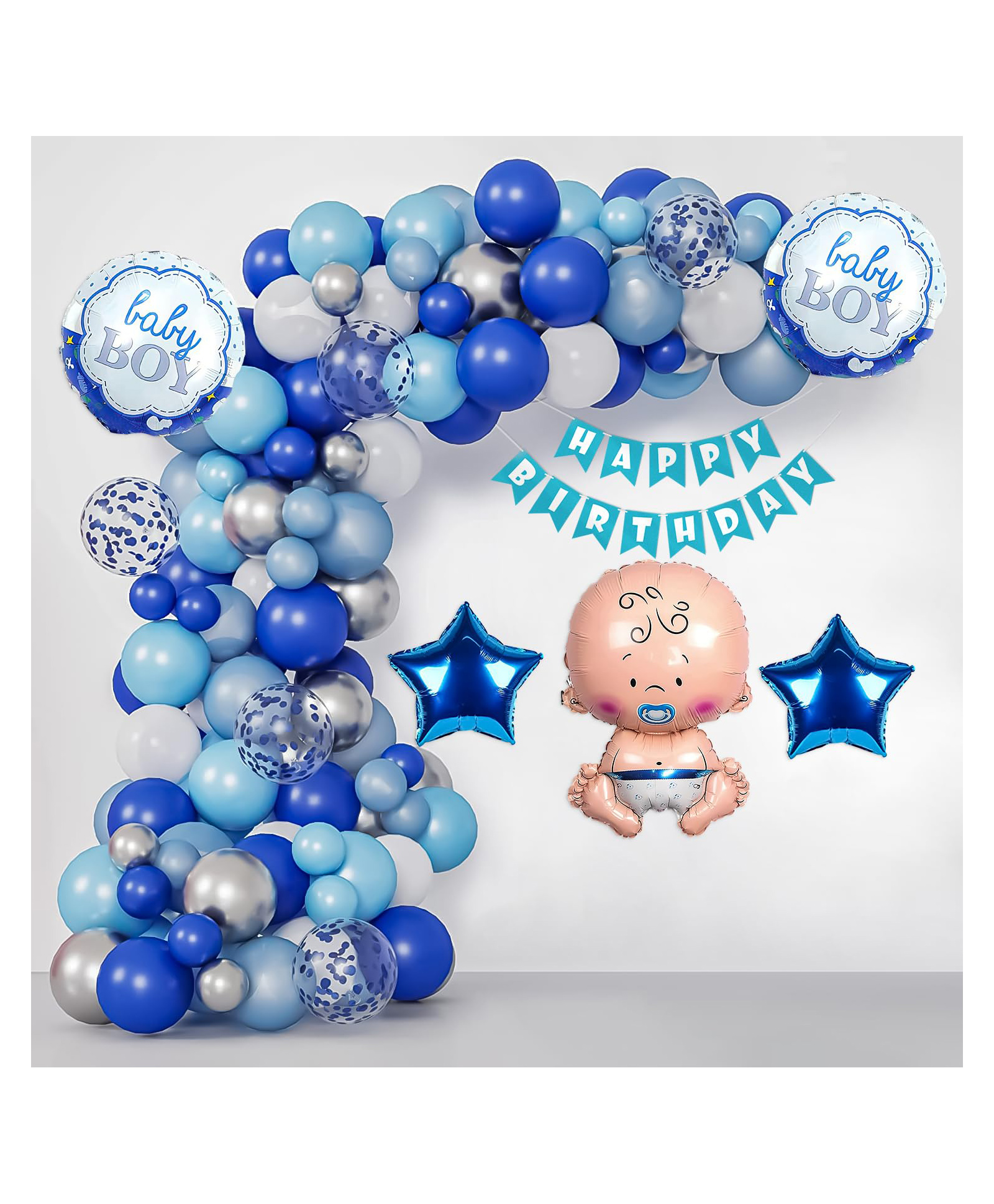 Special You Blue theem birthday DIY combo with Baby boy foil balloon decoration kit Blue pack of 72 items-image-38