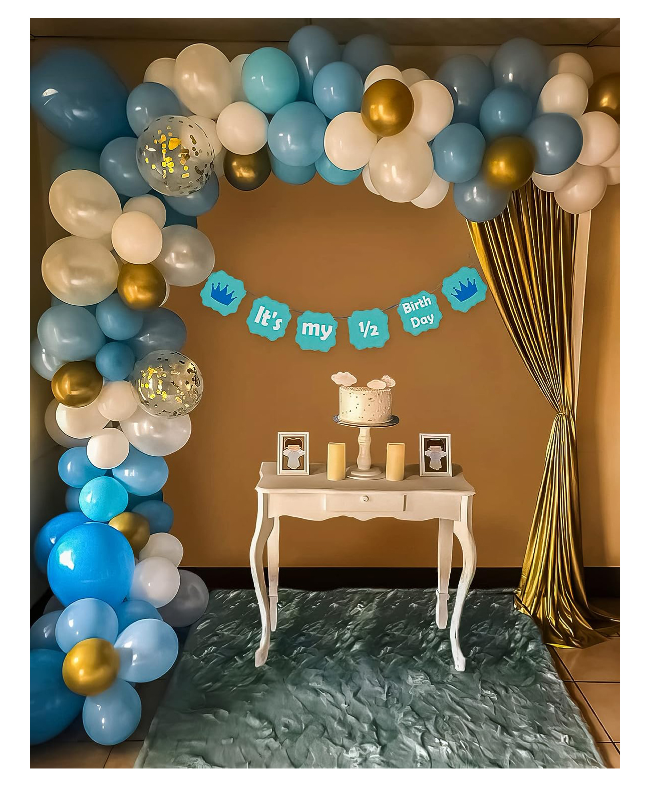 Special You 6 Month Birthday DIY combo for boys decorative kit Blue and white pack of 70 Items-picture-35