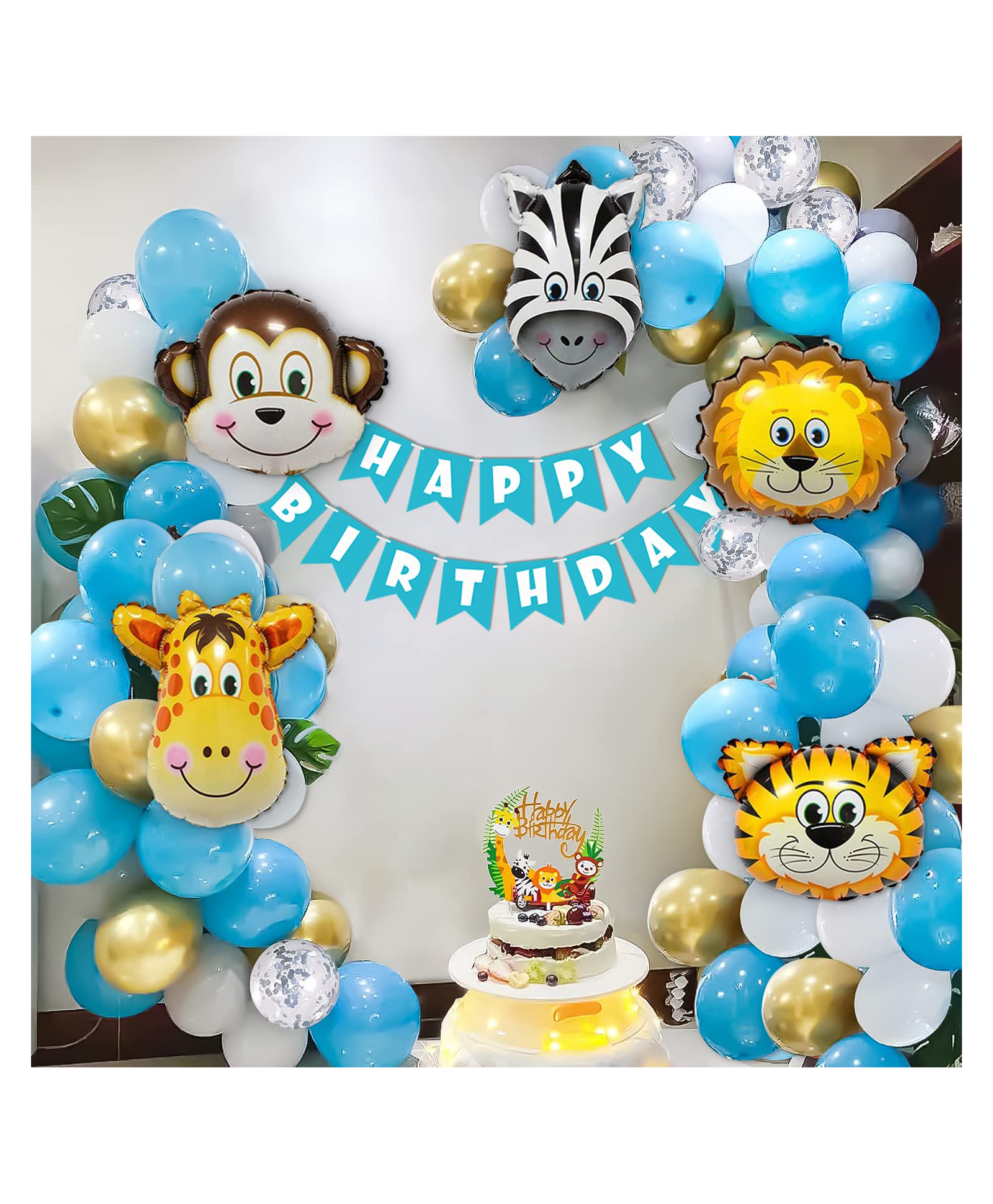 Special You jungle theme Birthday decoration DIY Combo with animal foil balloon for boys decorative combo pack of 69 items-image-39