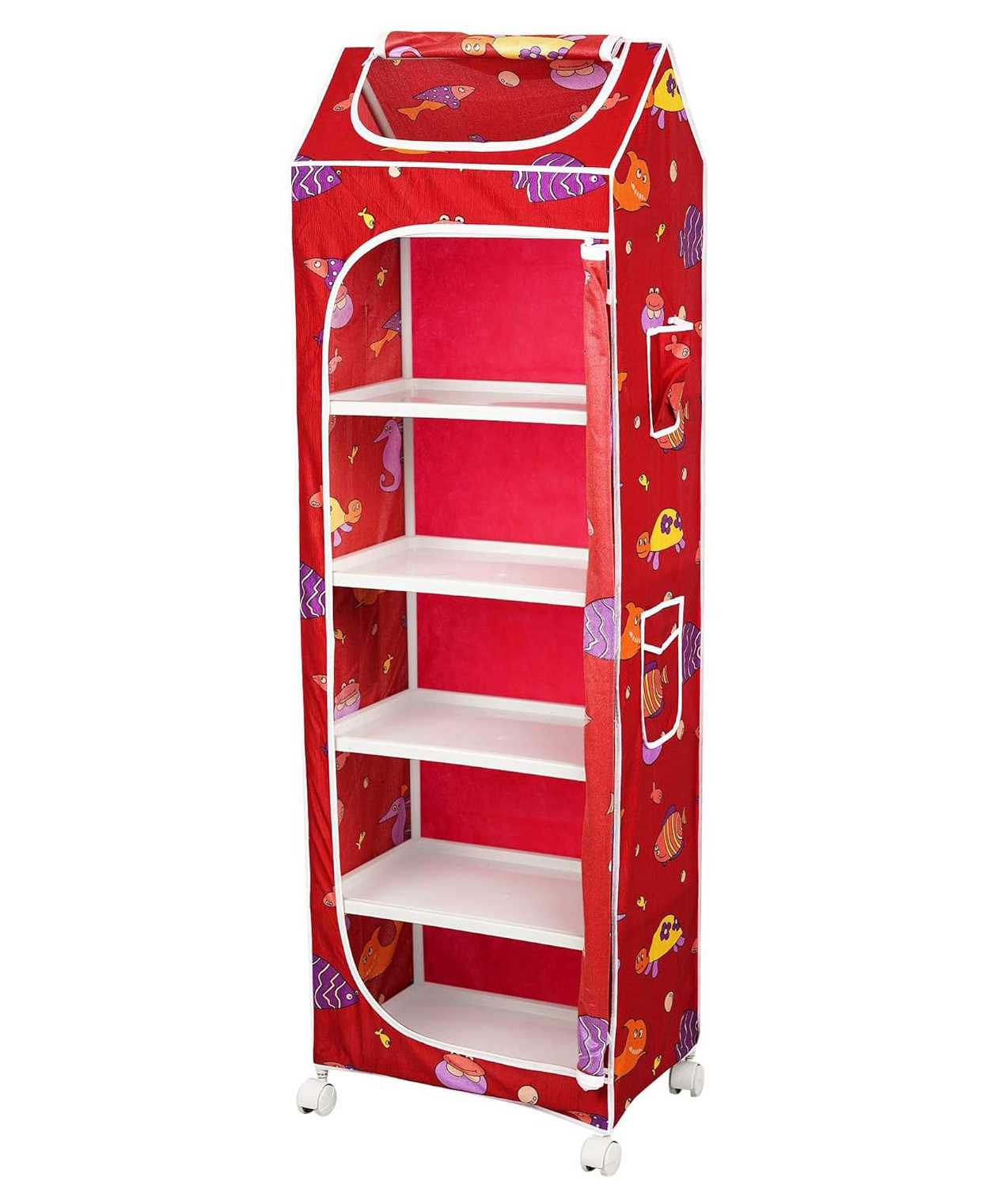 little ones Little One's   6 Plastic Shelves Foldable Baby Storage Box , Unbreakable Material, (Steel Structure)  Aquatic Red   H6/FR-picture-22