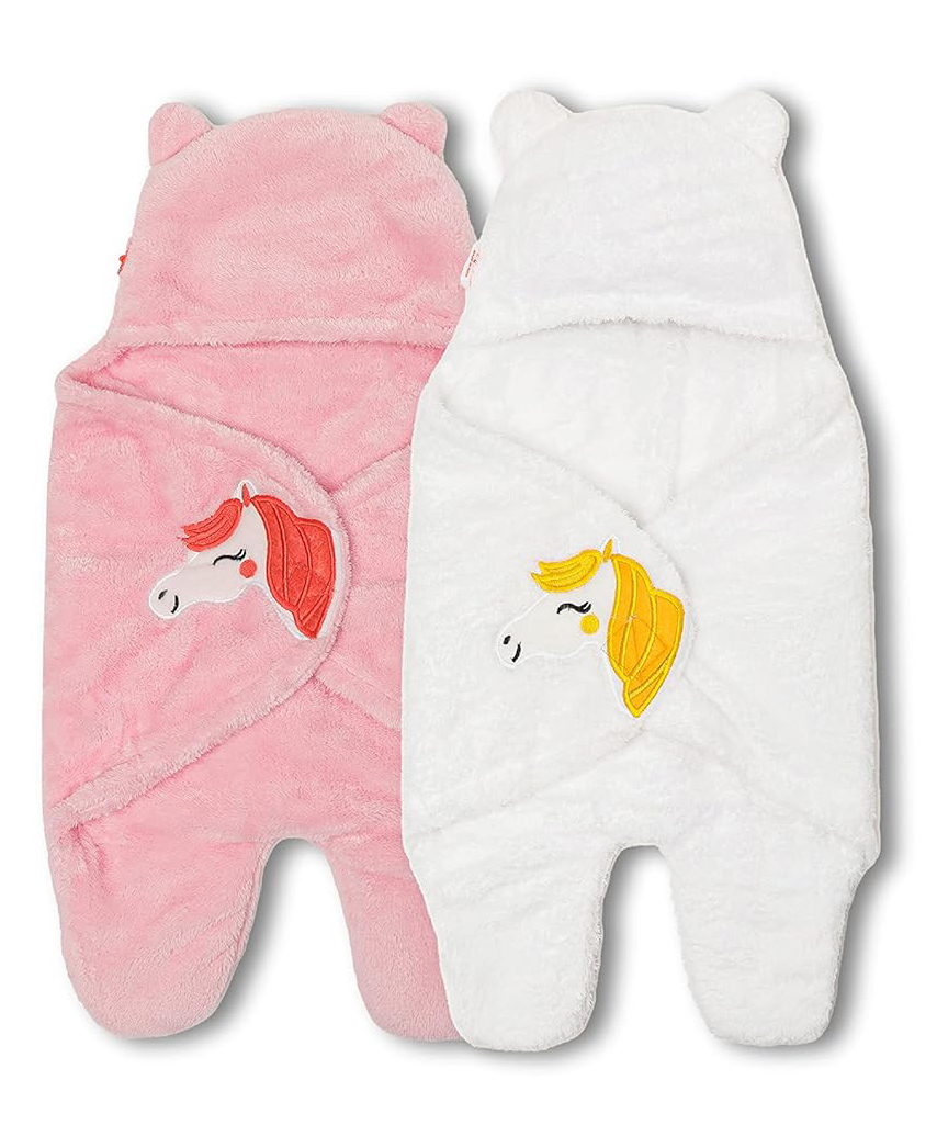 Luvlittle Wearable Hooded Blanket Pack Of 2 - Pink & White-picture-28
