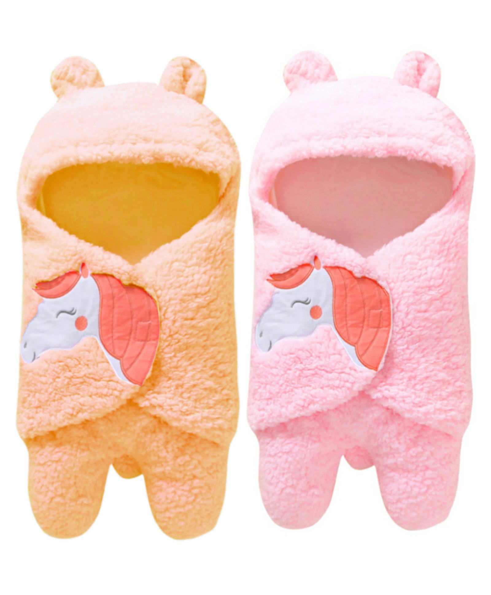 Luvlittle Wearable Hooded Blanket Pack Of 2 - (Peach&Pink)-image-42