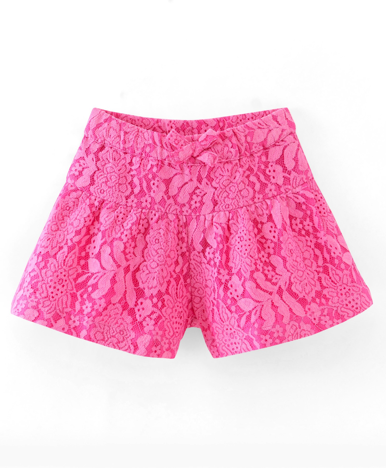 Babyhug Woven Lace Designed Shorts with Lining - Pink-image-40