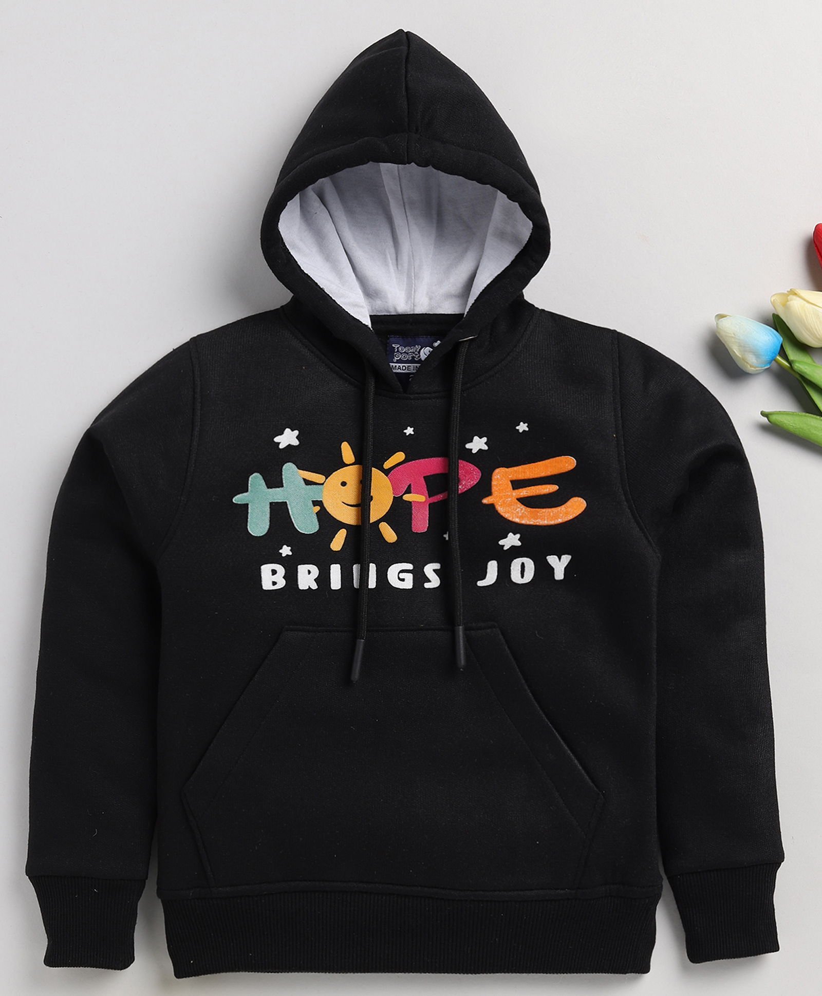 TOONYPORT Full Sleeves Typography Printed Hooded Sweatshirt - Black-image-14