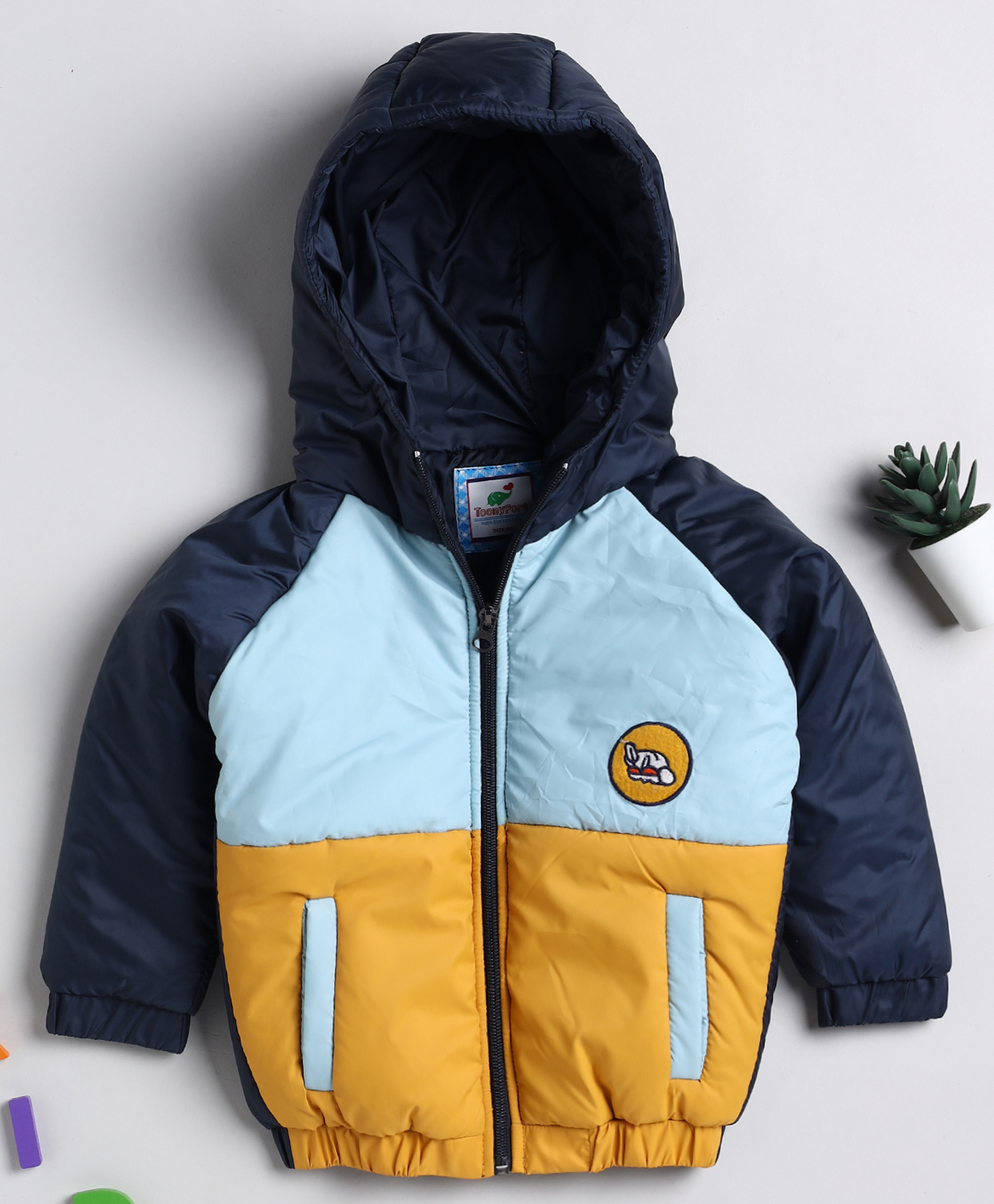 TOONYPORT Full Sleeves Colour Blocked Winter Wear Comfy Jacket - Blue-image-9