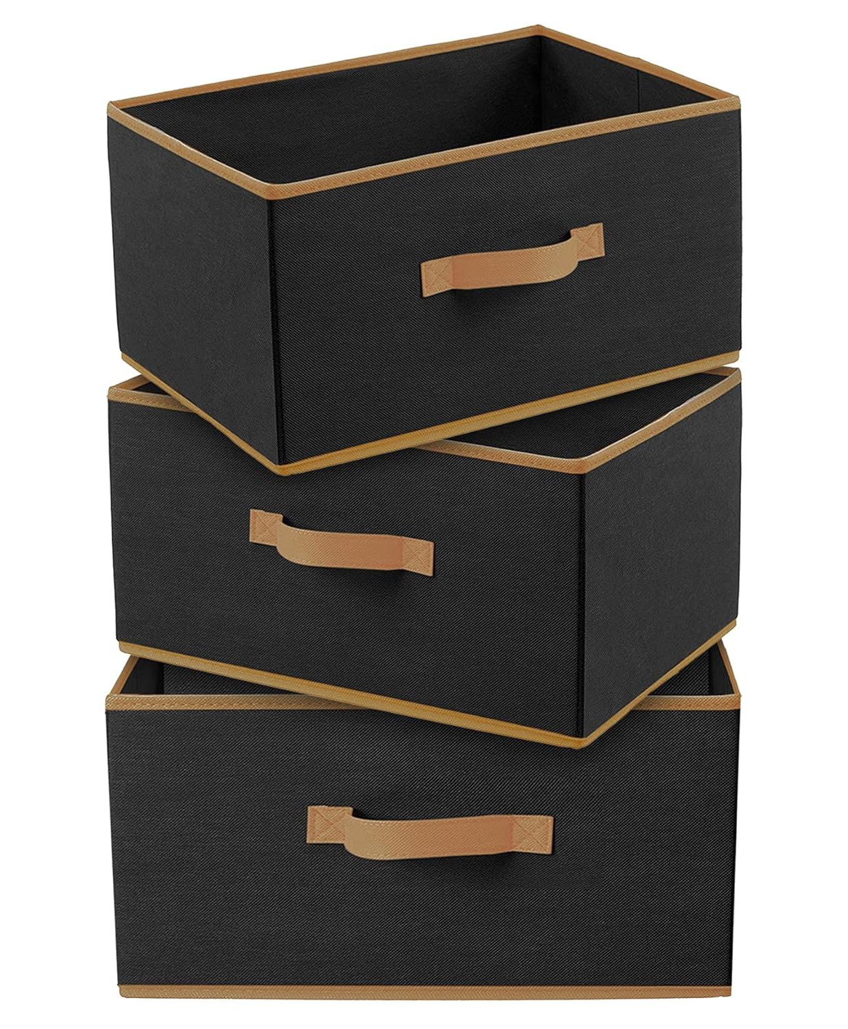 Fun Homes Rectangular Storage Box Set of 3 - Black-image-1