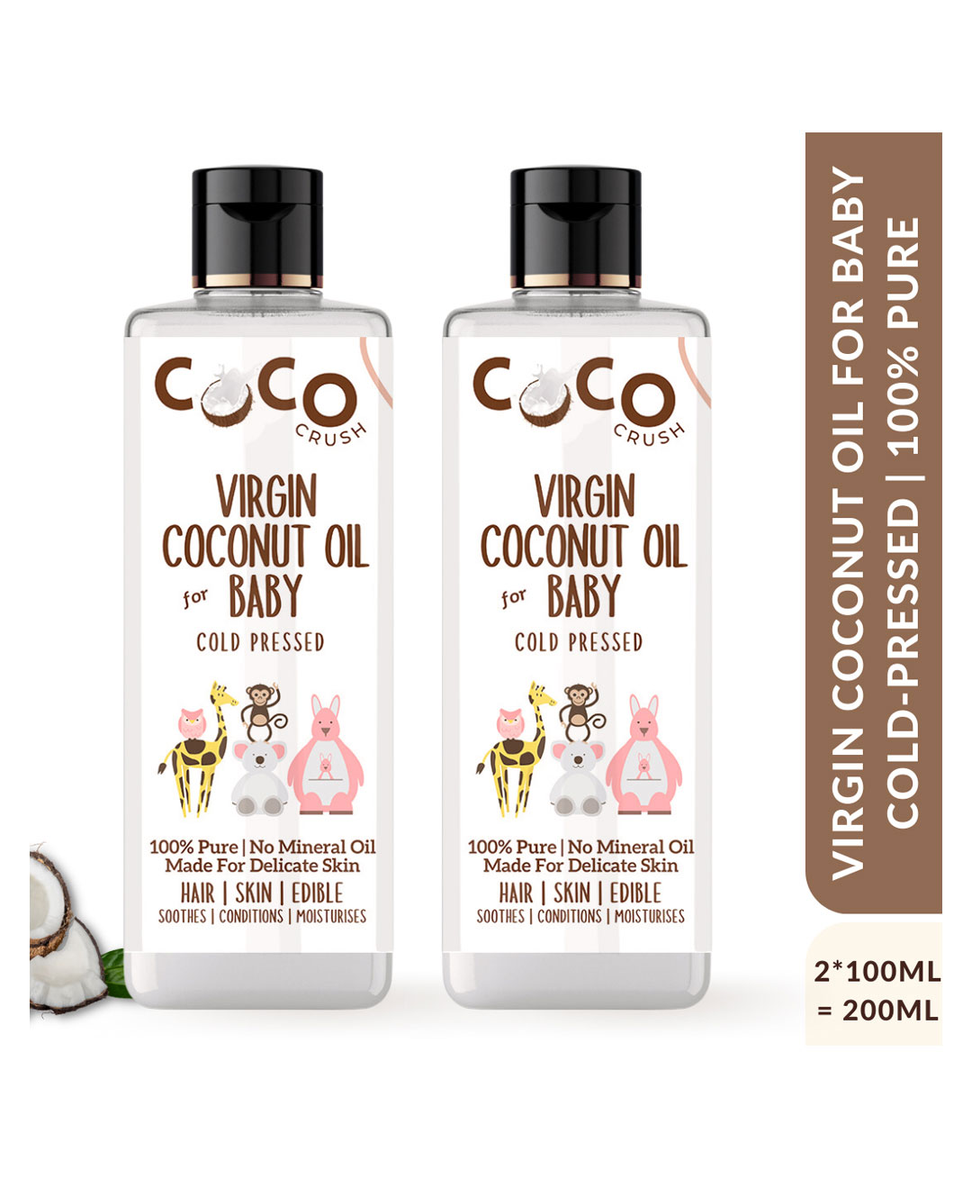 Coco Crush Cold Pressed Pure & Natural Virgin Coconut Oil Pack of 2 - 100ml each - 200ml-image-8