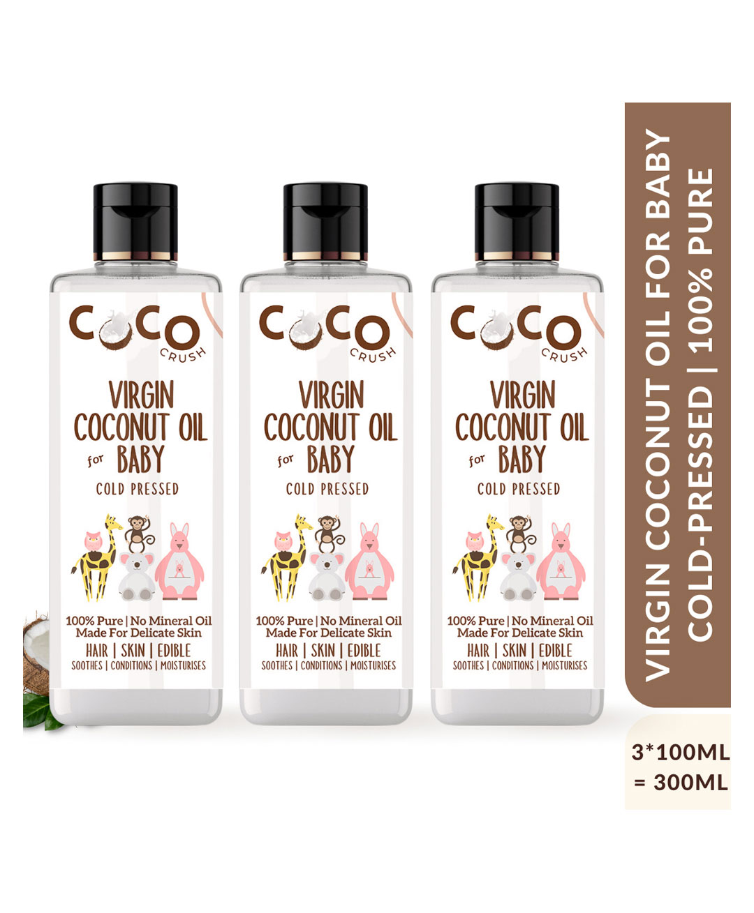 Coco Crush Cold Pressed Pure & Natural Virgin Coconut Oil Pack of 3 - 100ml each - 300ml-picture-13