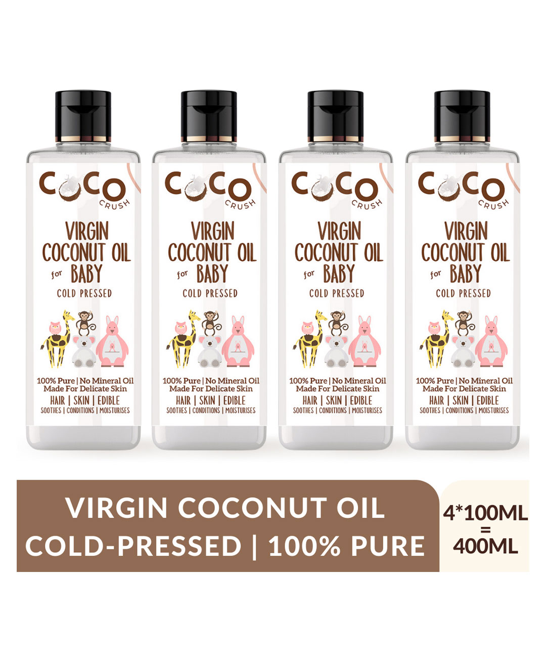 Coco Crush Cold Pressed Pure & Natural Virgin Coconut Oil Pack of 4 - 100 ml each - 400ml-image-41