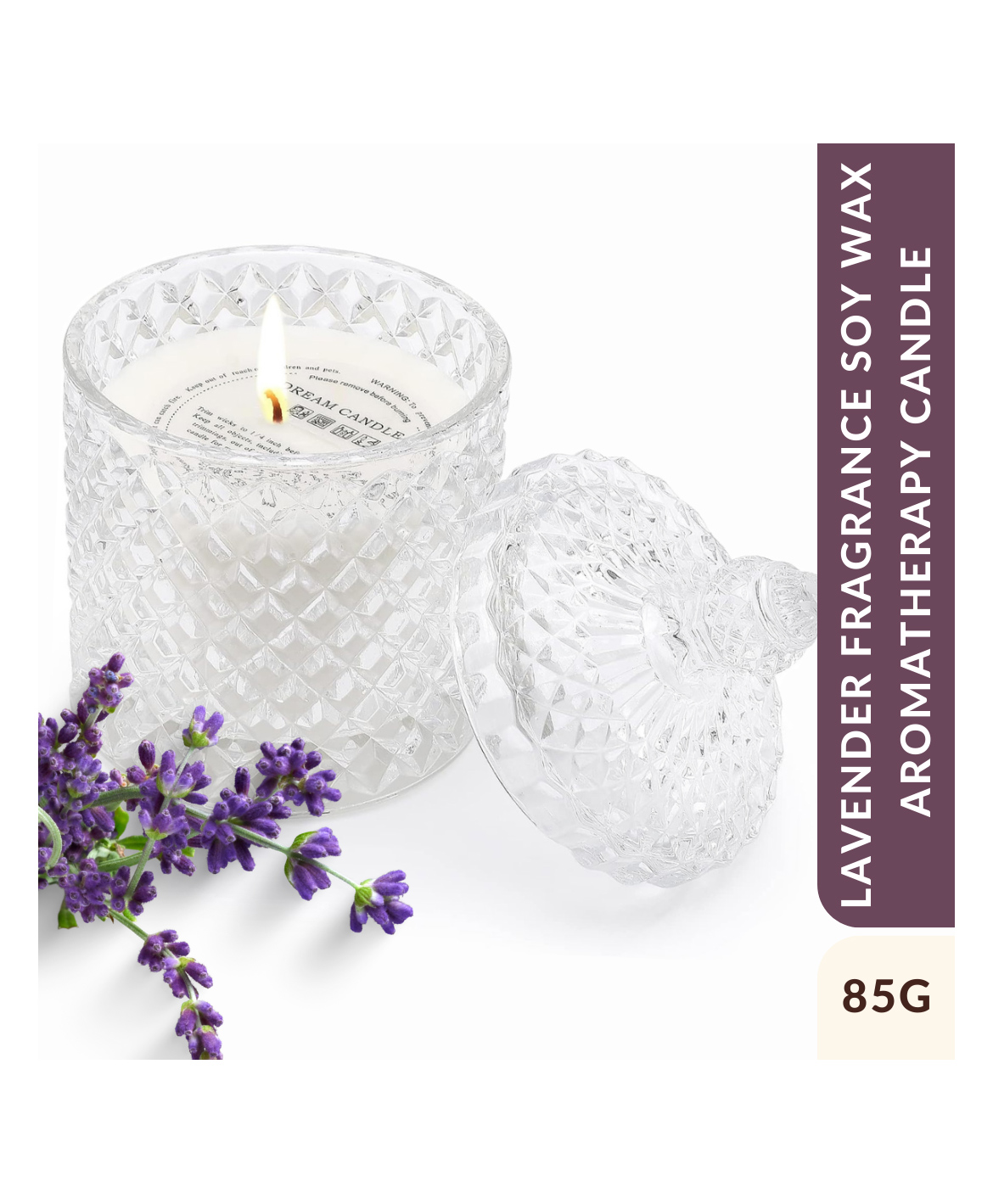 Coco Crush Lavender Aromatherapy Crystal Jar Candle -100% Pure Soy Wax, Natural Fragrance (85 g)-picture-19