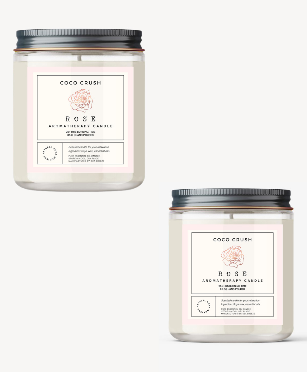 Coco Crush Rose Aroma Jar Candle -100% Pure Soy Wax, 25Hr+ Burn Time Candle - Pack of 2 - 85g each (170g)-image-19
