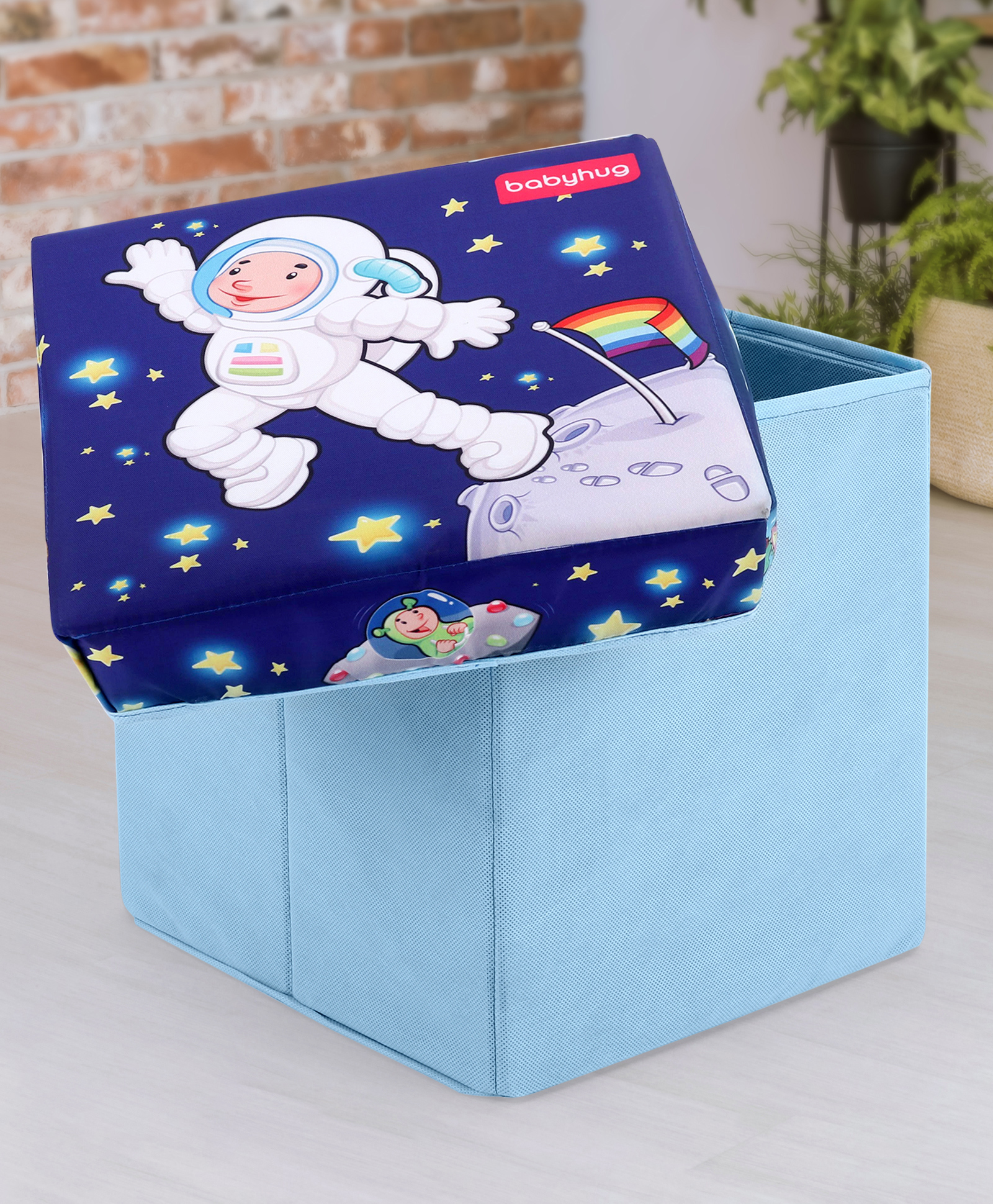 Babyhug Foldable Storage Box with Lid Astronaut Theme - Blue-picture-20