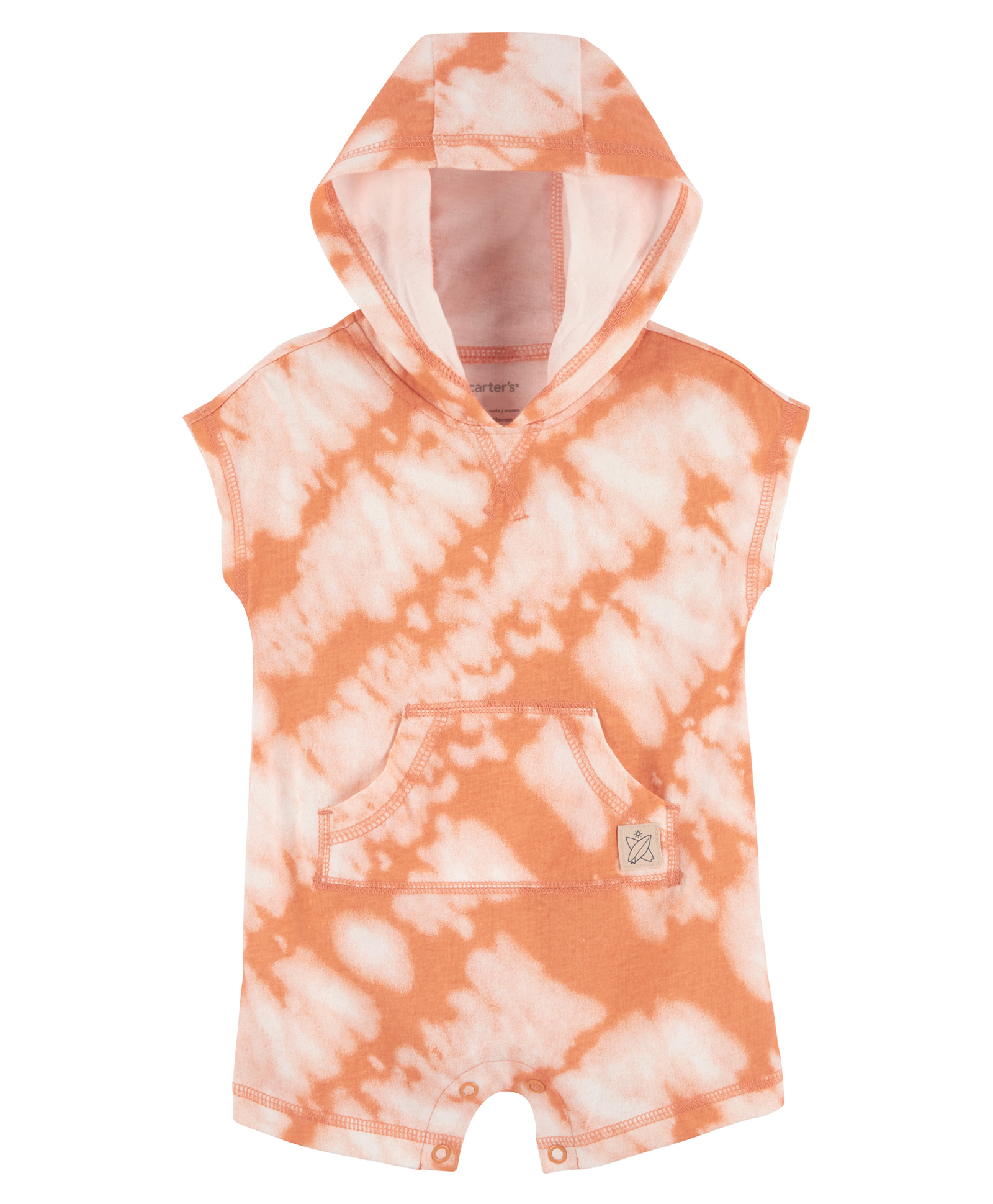 Carter's Sleeveless Hooded Rompers Tie    Dye Print - Orange-image-33