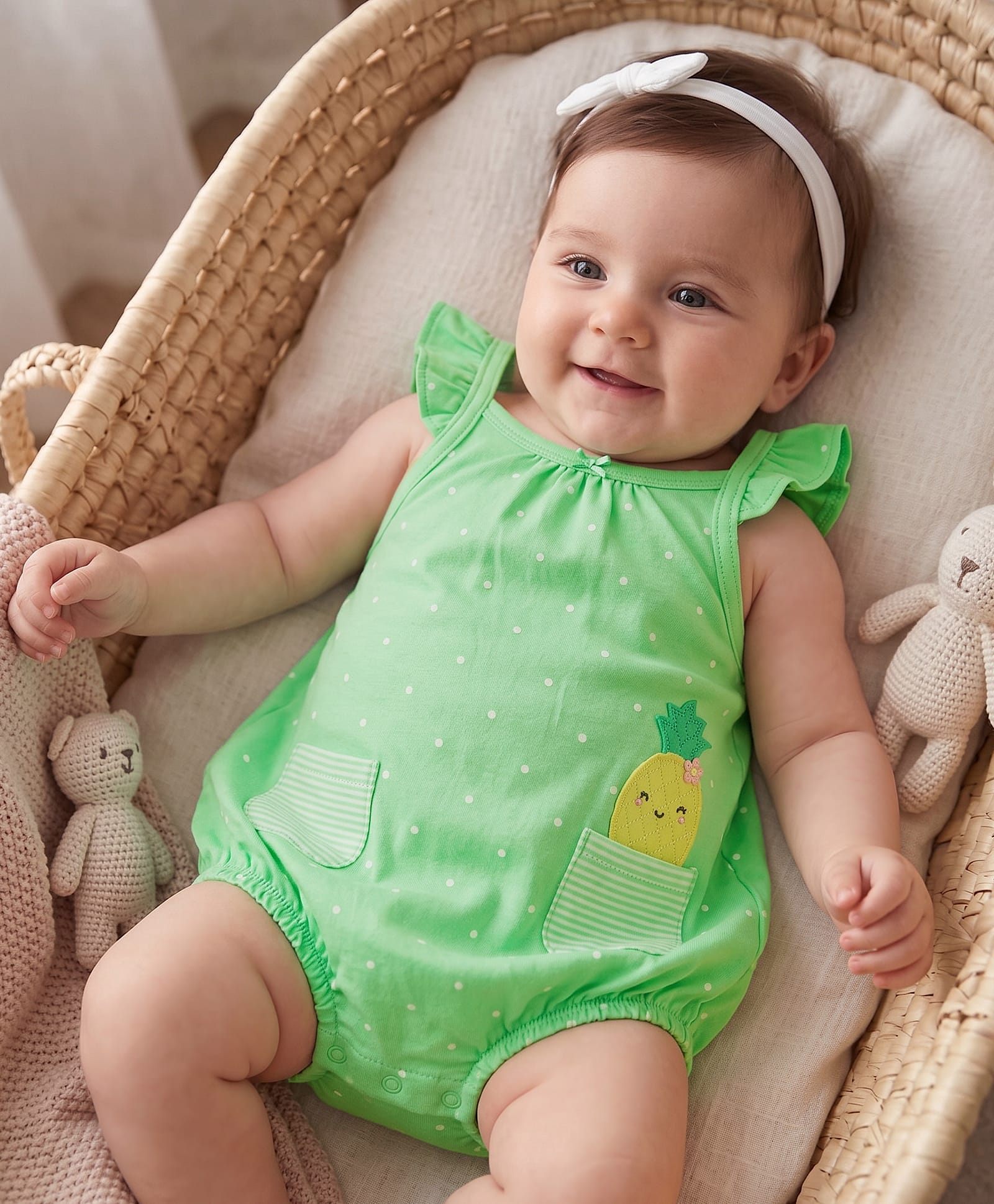 Carter's Sleeveless Rompers with Pineapple Patch - Green-picture-15