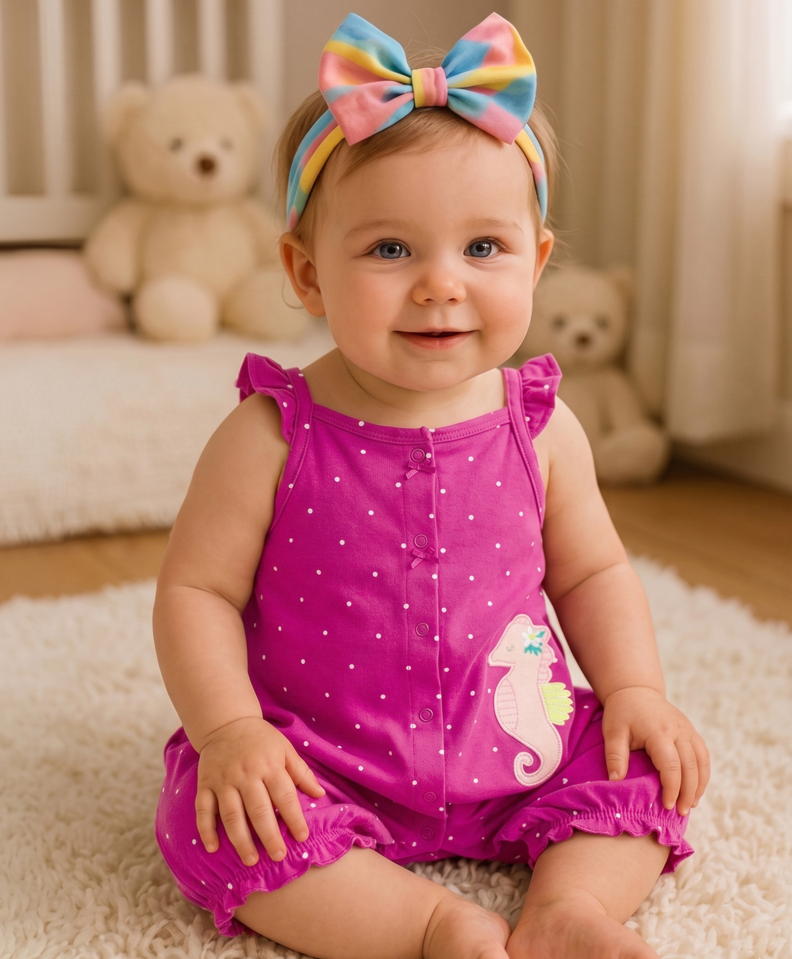 Carter's Sleeveless Rompers with Seahorse Patch - Pink-picture-22