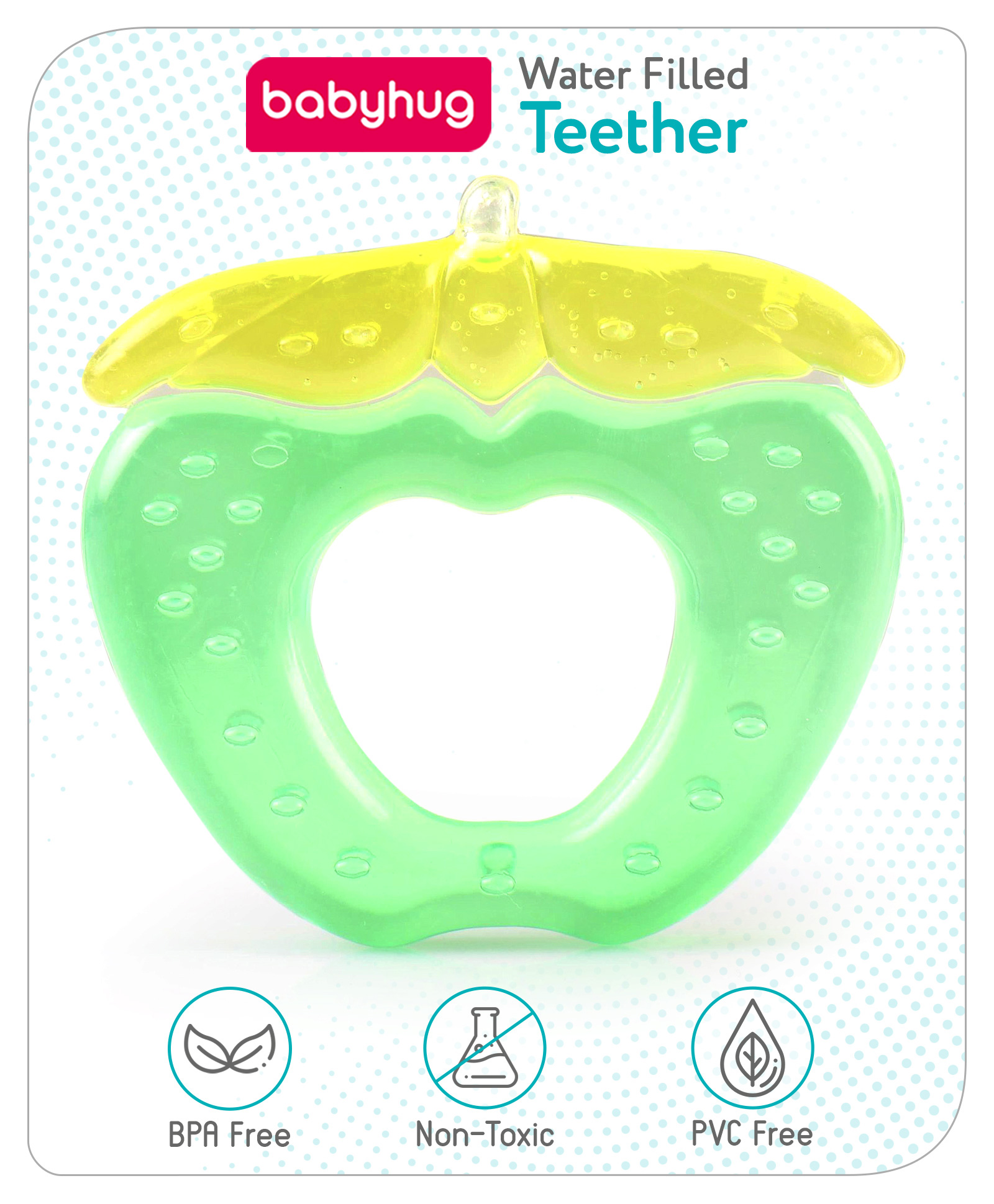 Babyhug Apple Shaped Water Filled Teether-  Yellow and Green-picture-33