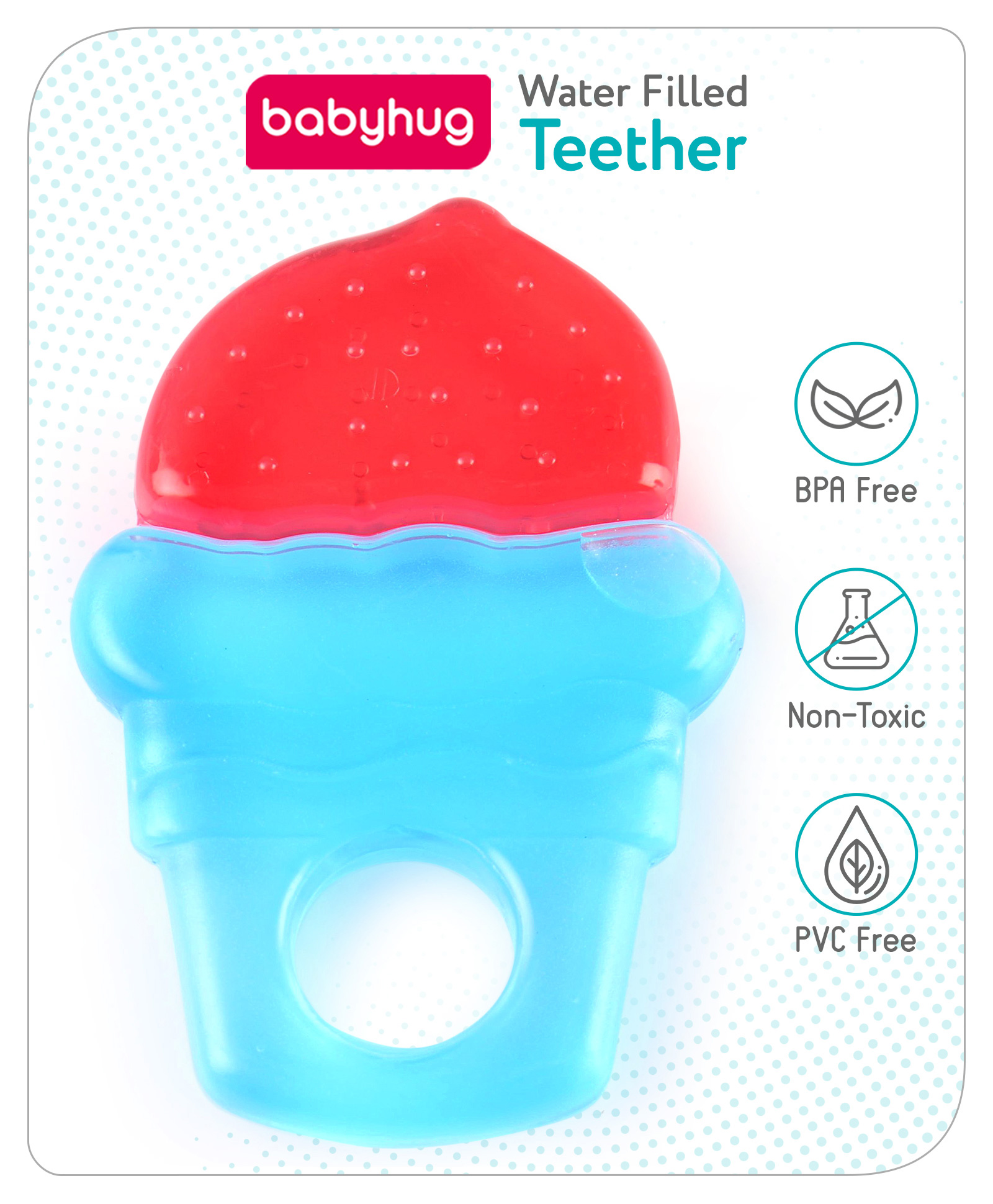Babyhug Ice Cream Shaped Water Filled Teether- Red and Blue-picture-23