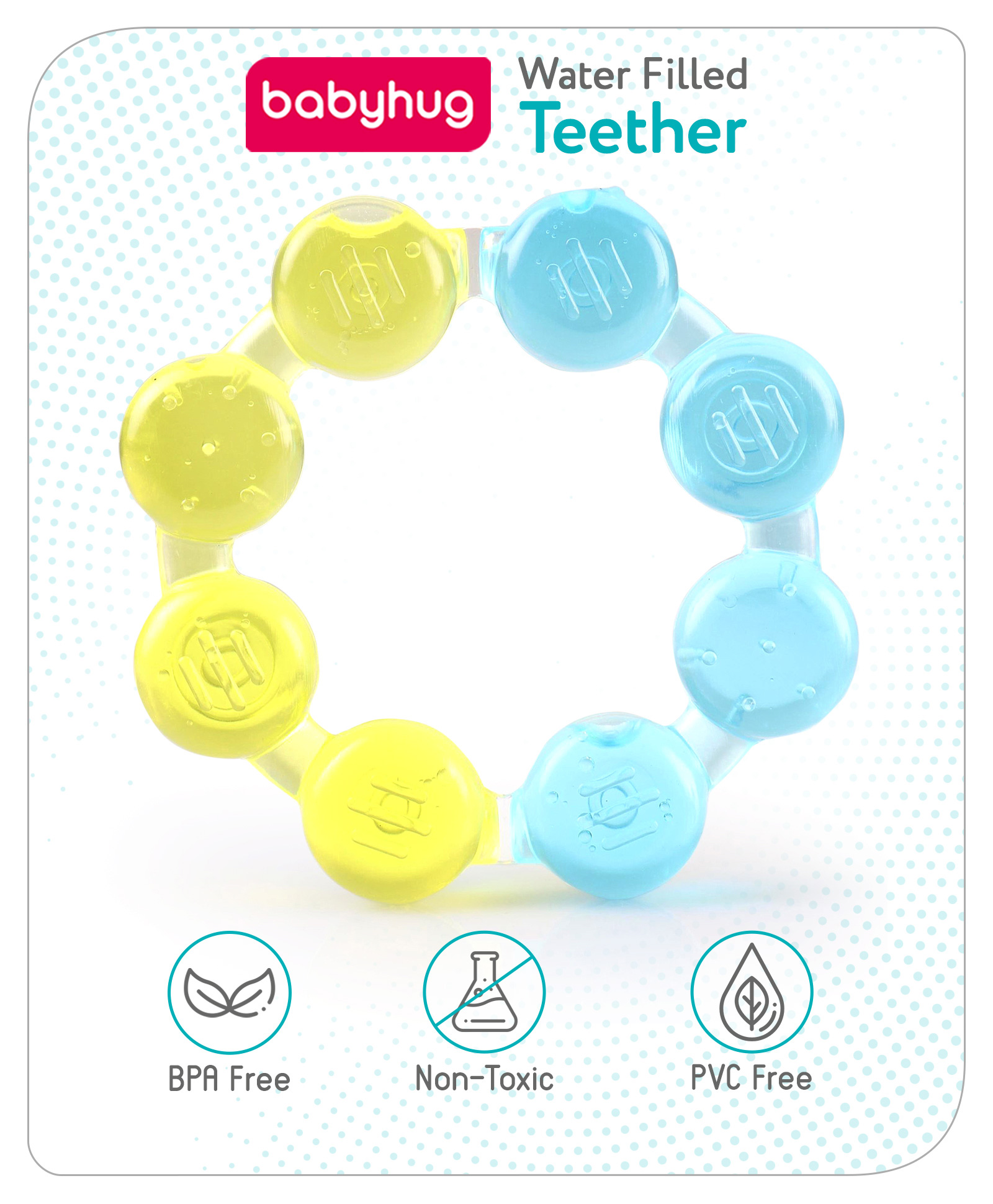 Babyhug Ring Shaped Water Filled Teether- Yellow and Blue-picture-31