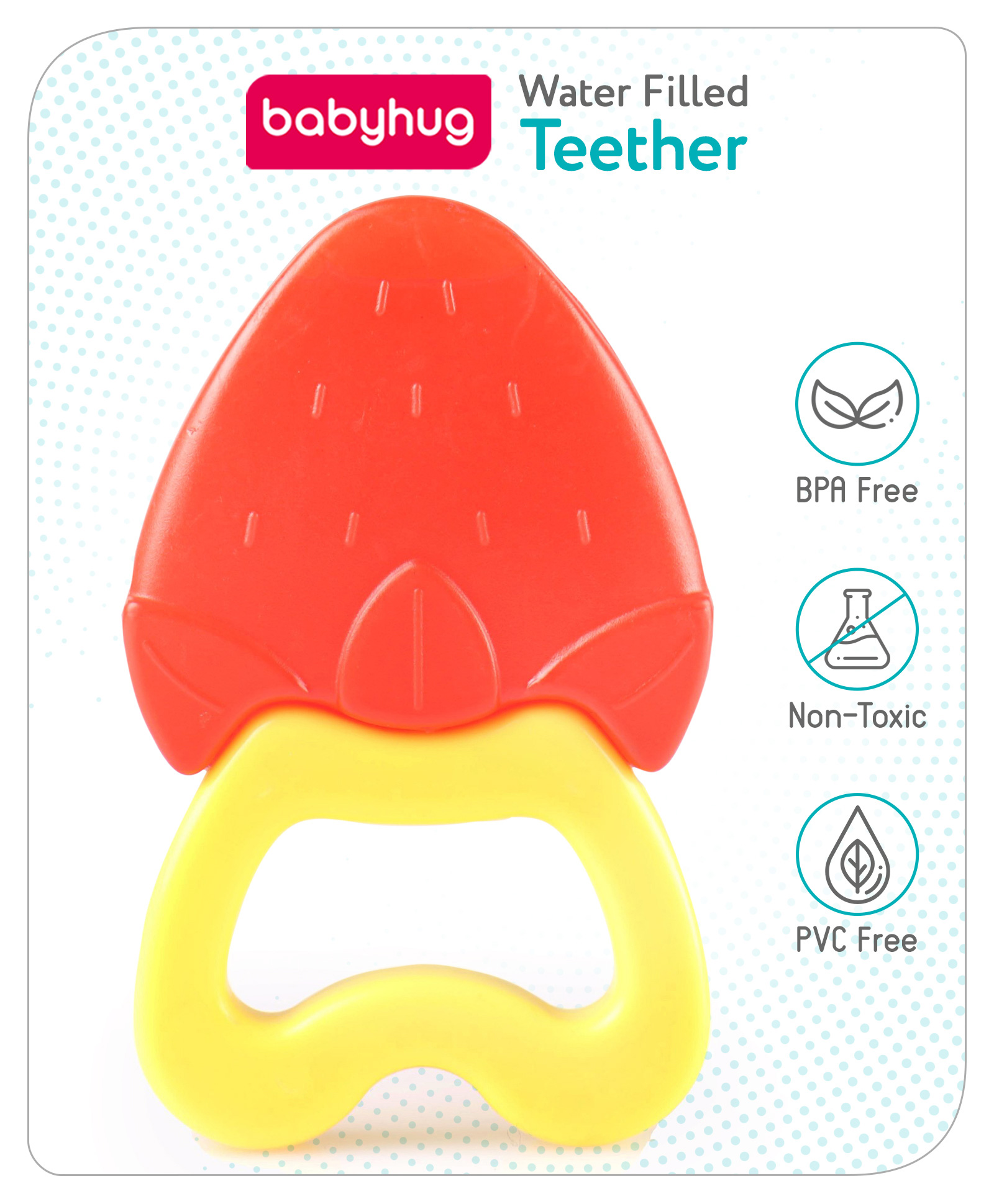 Babyhug Strawberry Shaped Water Filled Teether- Red and Yellow-picture-38