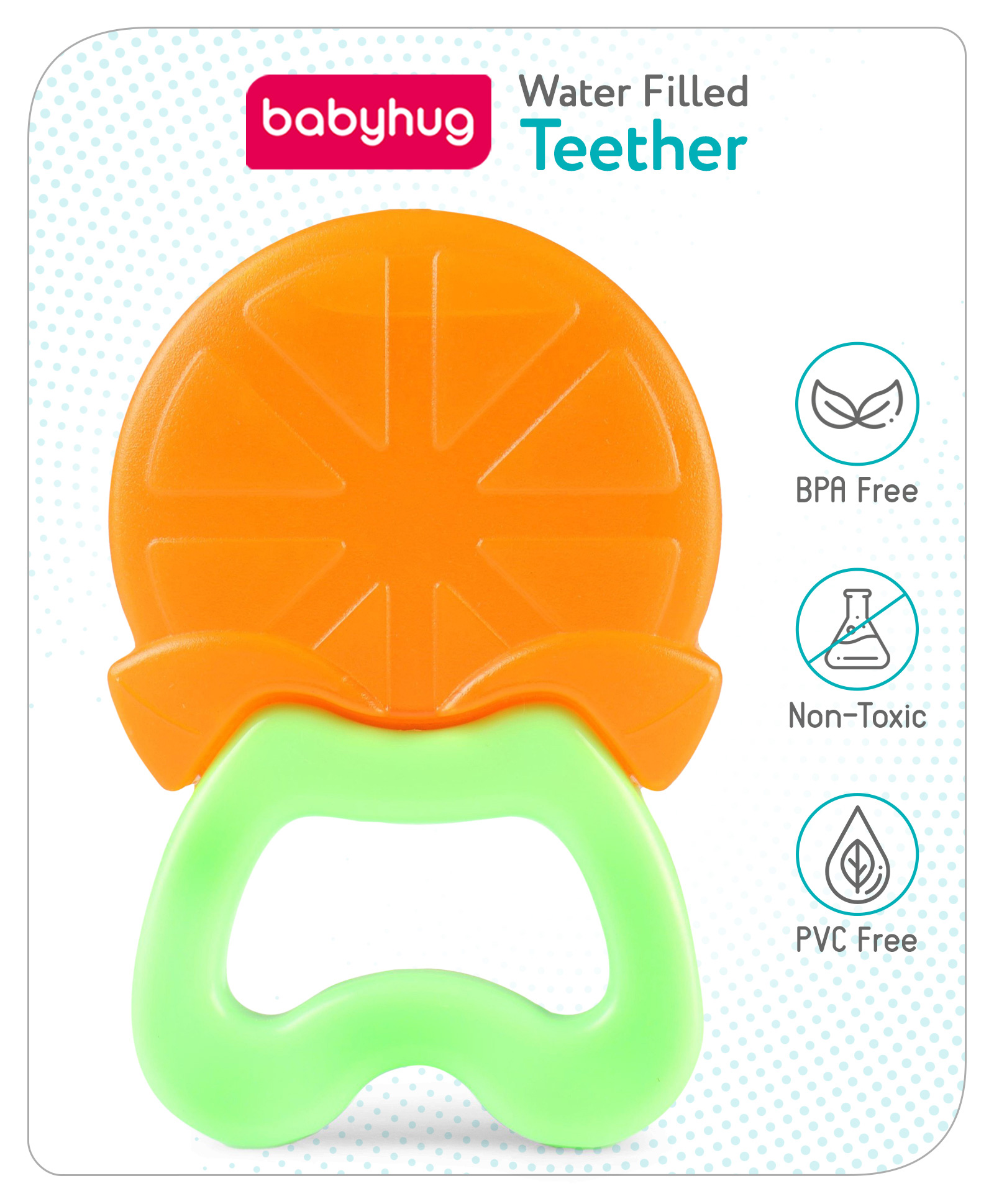 Babyhug Orange Shaped Water Filled Teether- Orange and Green-picture-34