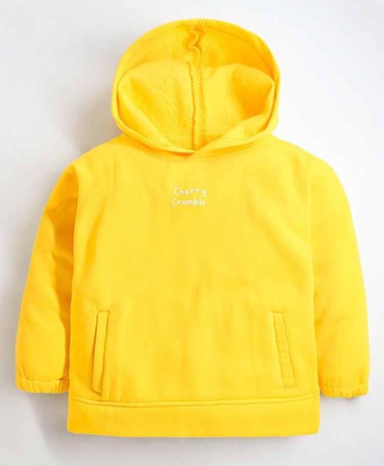 Cherry Crumble By Nitt Hyman Full Sleeves Solid Sunstone Hoodie - Yellow-picture-22