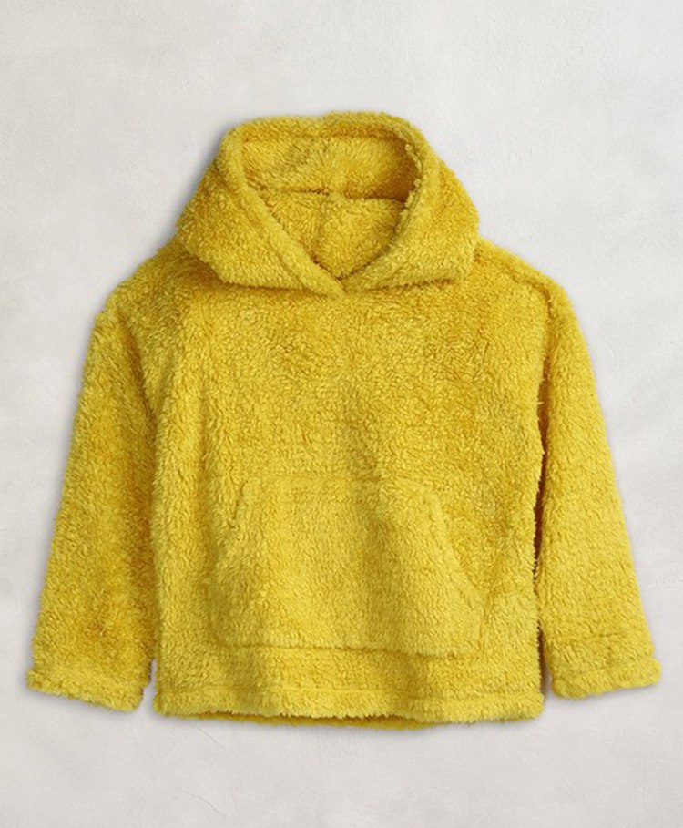 Cherry Crumble By Nitt Hyman Full Sleeves Shaggy Fur Hooded Sweatshirt - Yellow-picture-12