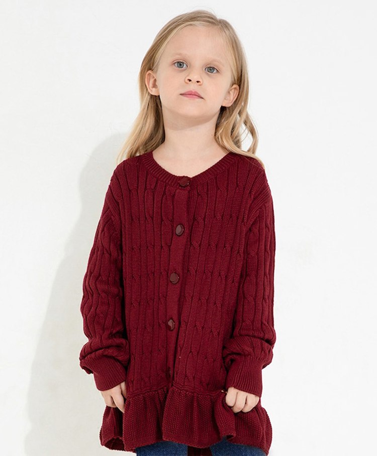 Cherry Crumble By Nitt Hyman Full Sleeves Woven Designed Flared Sweater - Maroon-image-33